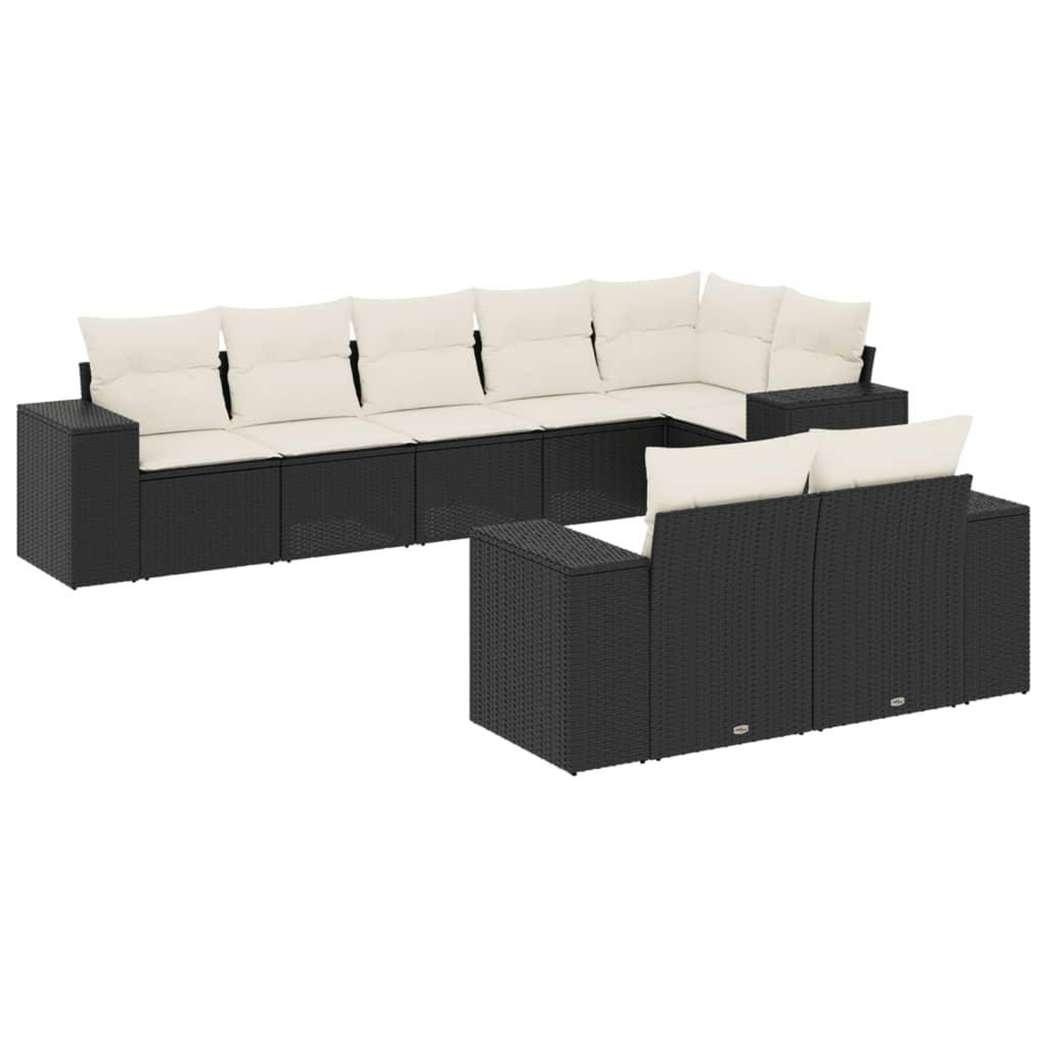 Voir la diapositive 2 : VIDAXL Salon de jardin 8 pcs avec coussins noir resine tressee