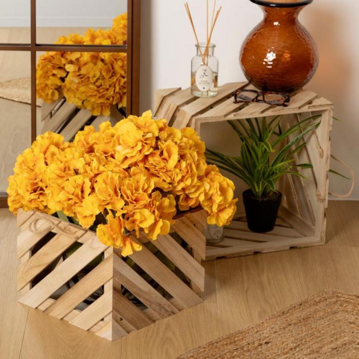 ATMOSPHERA Lot de 2 Caisses en Bois  Sulei  37cm Naturel