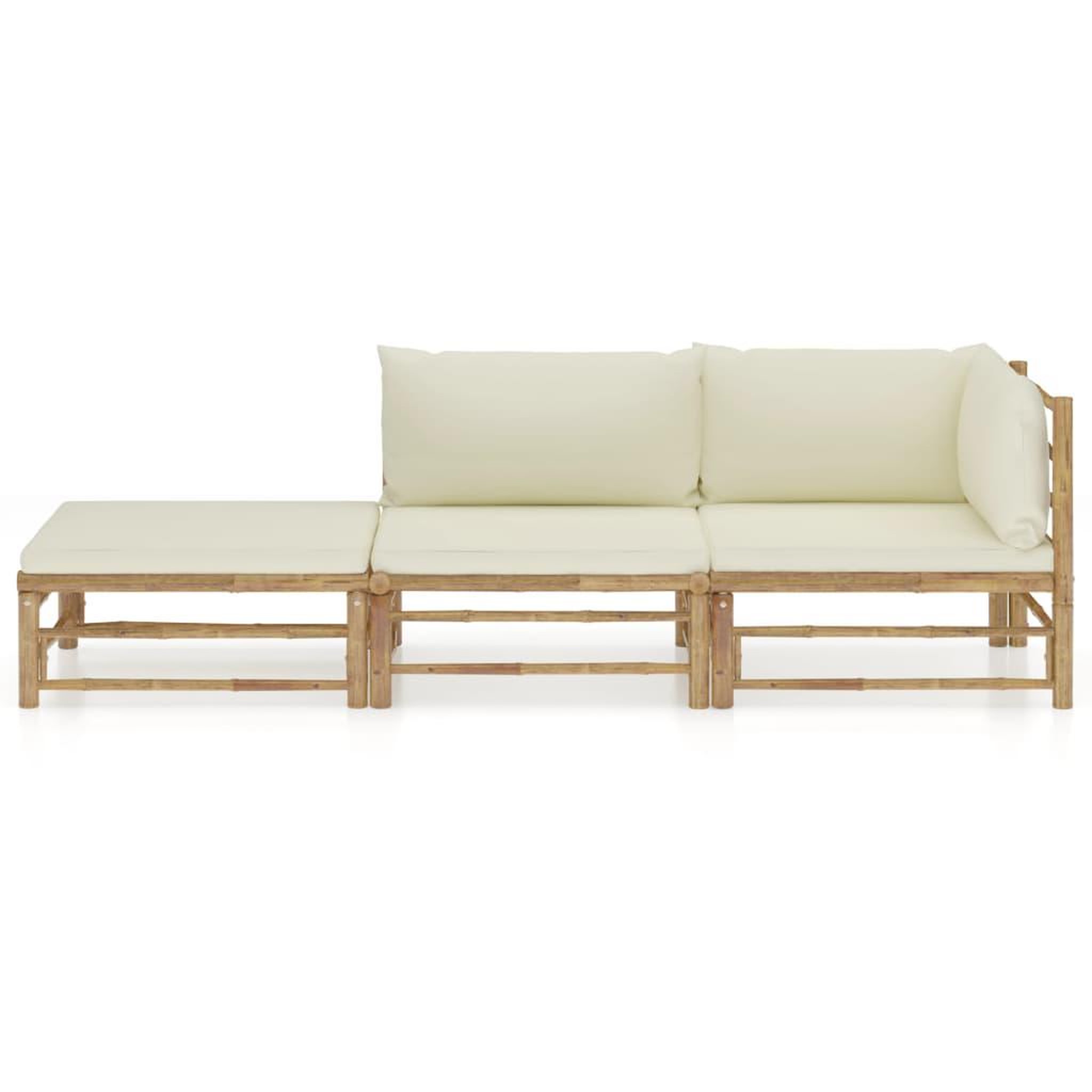 Voir la diapositive 2 : VIDAXL Salon de jardin 3 pcs avec coussins blanc creme bambou