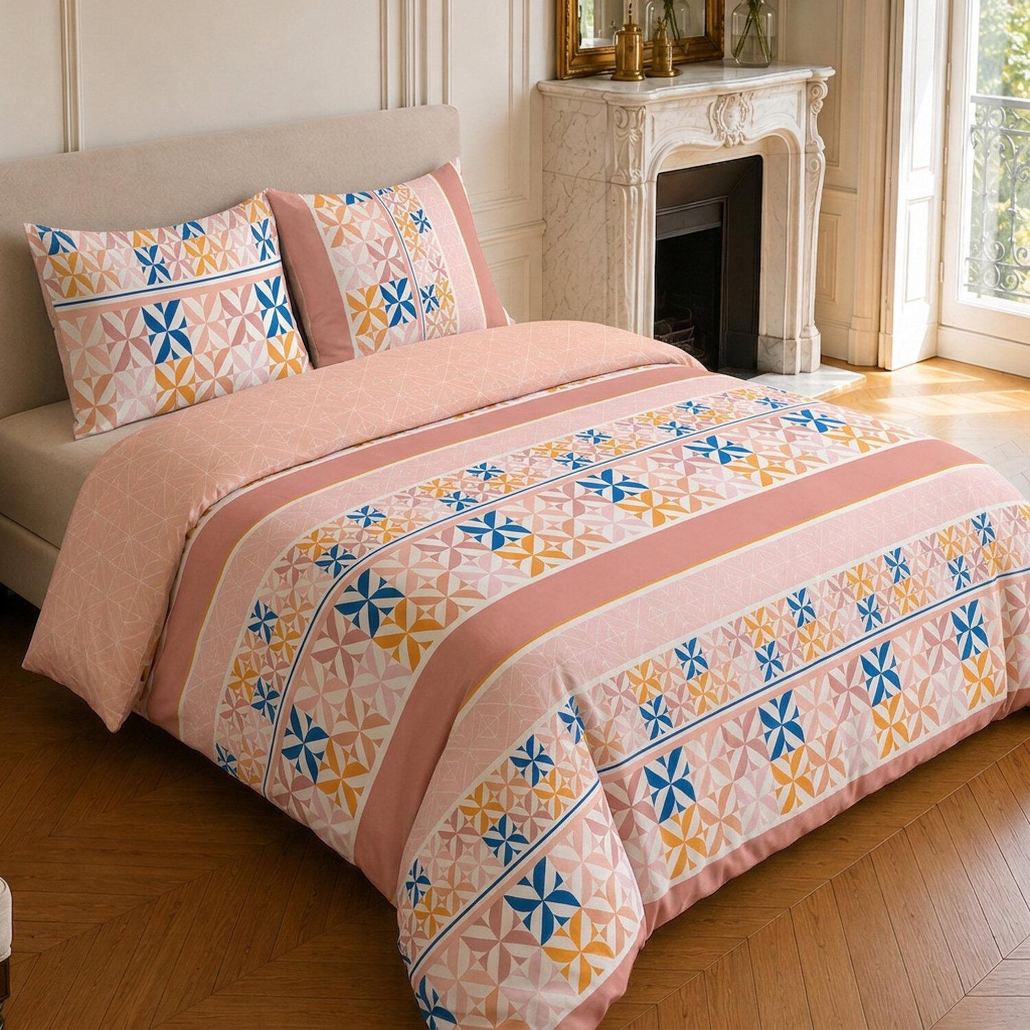 Voir la diapositive 2 : Home collection Parure housse de couette imprimée 100% microfibre - blueberry - 220x240 cm