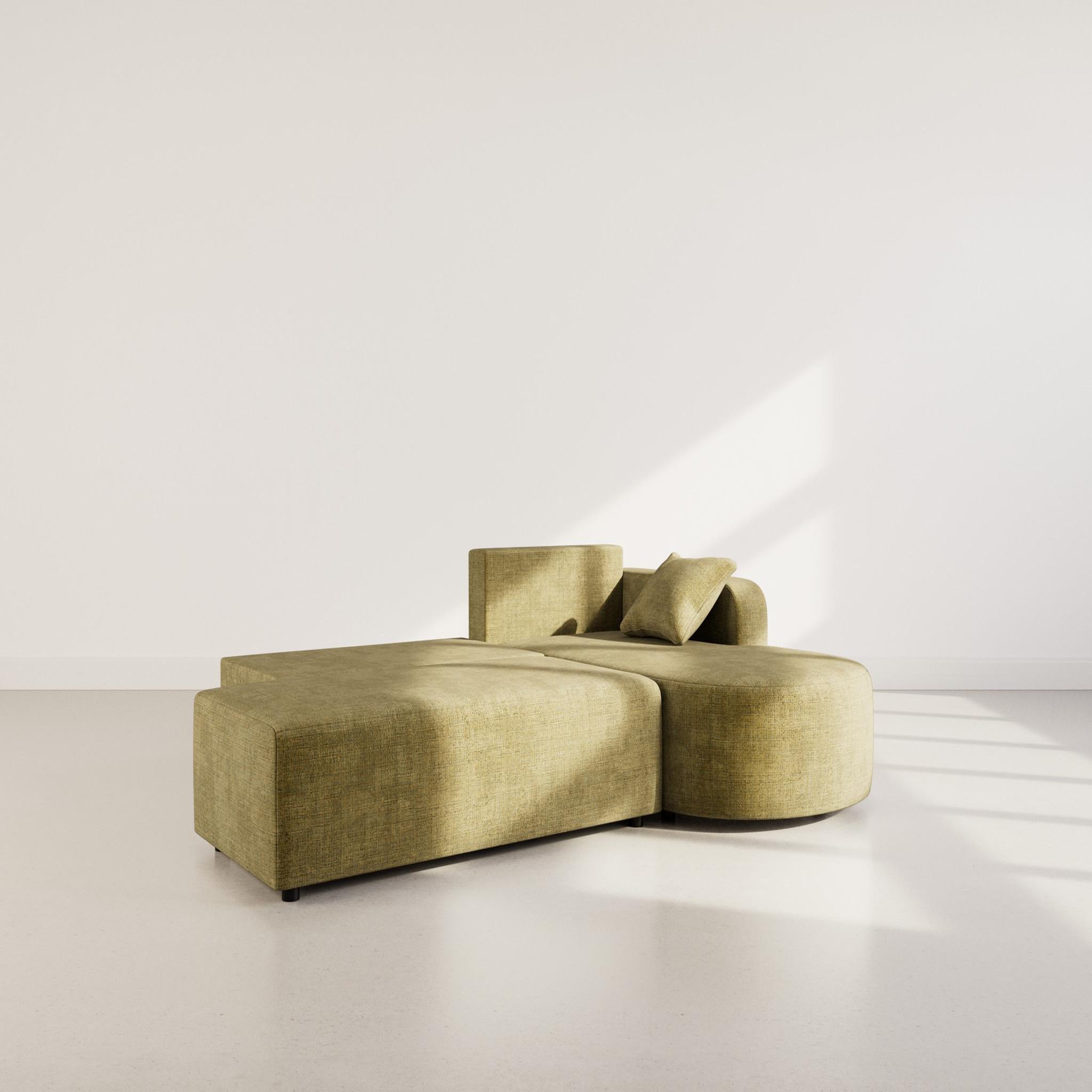 Voir la diapositive 2 : BEST MOBILIER Miro - canapé d'angle droit 4 places convertible avec coffre en velours texturé