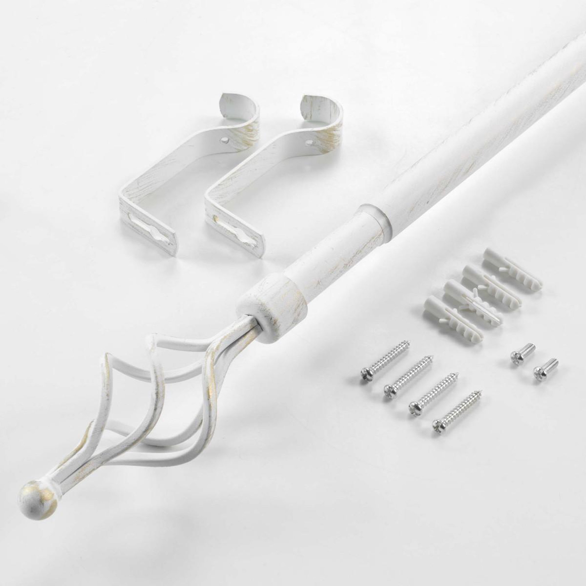 Voir la diapositive 3 : Douceur d'Intérieur Kit tringle à rideau extensible  twisty  120-210cm blanc & or