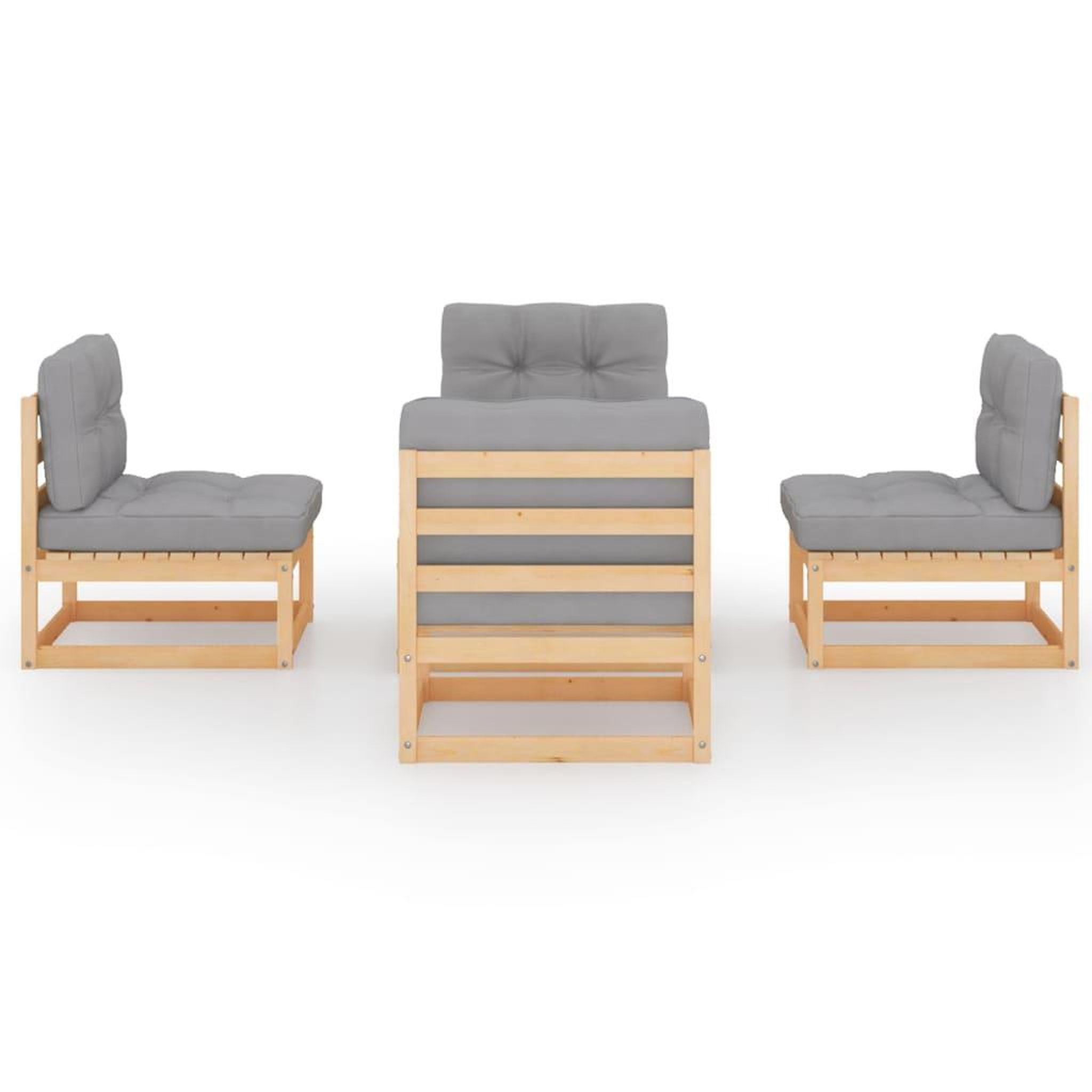 Voir la diapositive 3 : VIDAXL Salon de jardin 5 pcs avec coussins Bois de pin massif