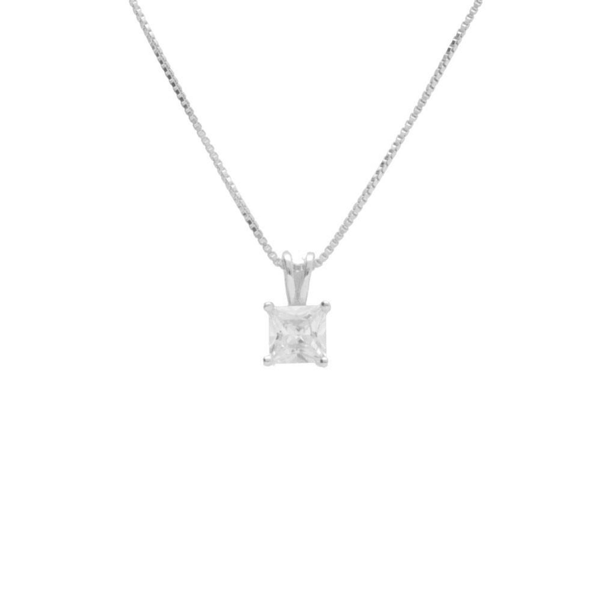 L'ATELIER D'AZUR Collier Argent 925/000 Rhodié - Pendentif Solitaire Zirconiums