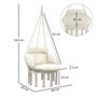 Voir la diapositive 3 : OUTSUNNY Chaise suspendue de jardin - grand coussin inclus - macramé coton polyester blanc cassé