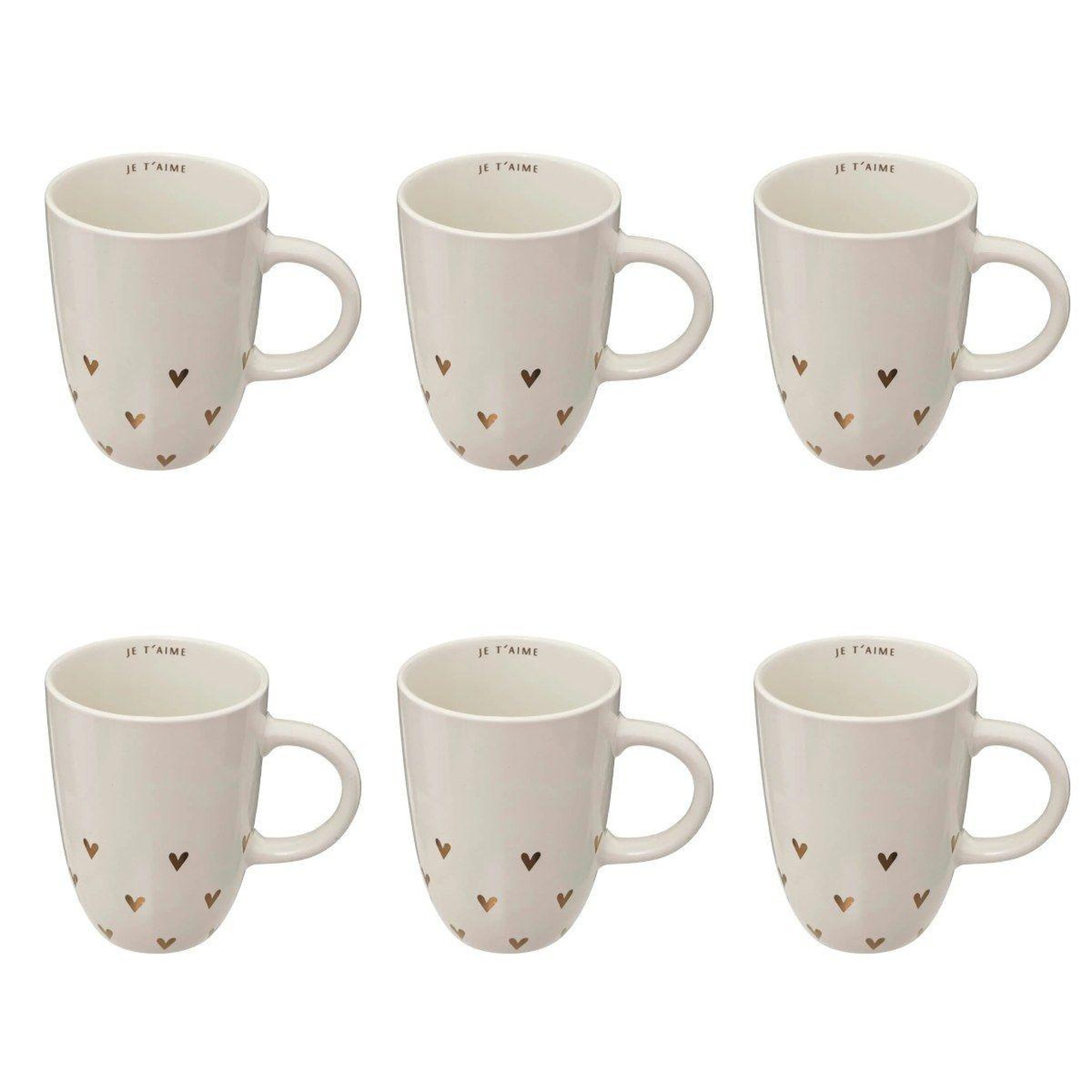 SECRET DE GOURMET Lot de 6 mugs coeur  the floral  44cl blanc