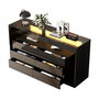 Voir la diapositive 1 : MERAX Buffet 0 porte(s) 6 tiroir(s) - 140 cm noir led panneaux de particules