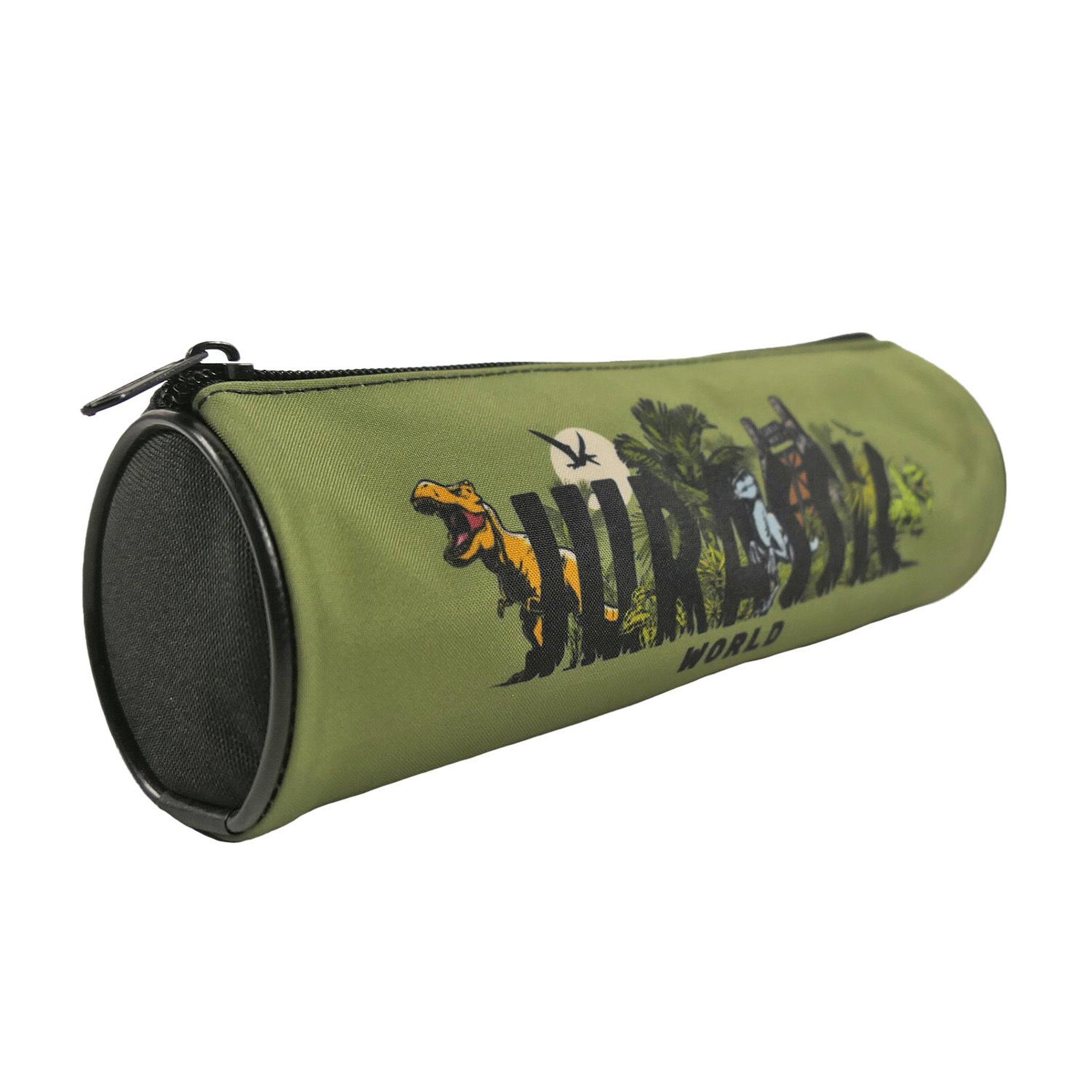 Voir la diapositive 2 : Bagtrotter Bagtrotter - Jurassic World -Trousse Scolaire Ronde - Noir et Kaki - 1 Compartiment Zippé - 22x7x7cm - Matière Polyester - Accessoire et Papeterie Scolaire