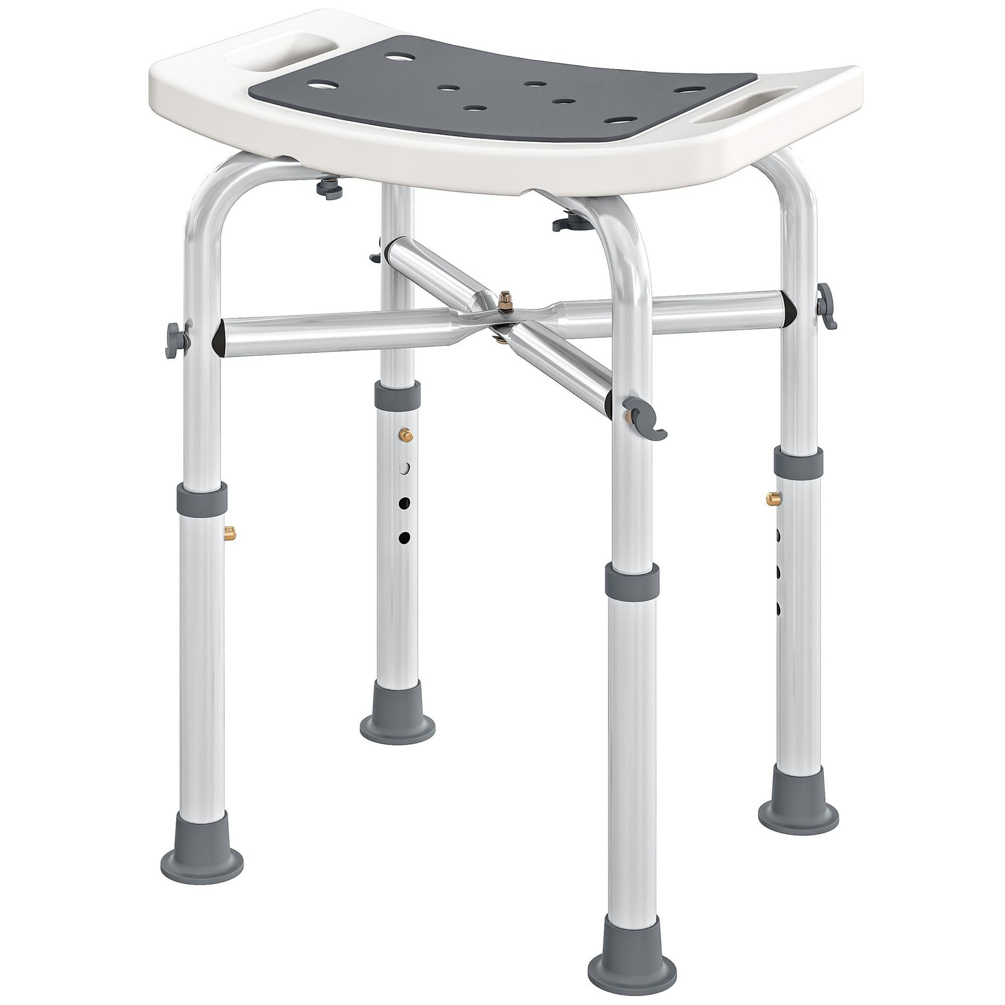 Voir la diapositive 5 : HOMCOM Siège de douche réglable en hauteur tabouret de douche ergonomique pieds antidérapants charge max. 150 kg alu hdpe blanc gris