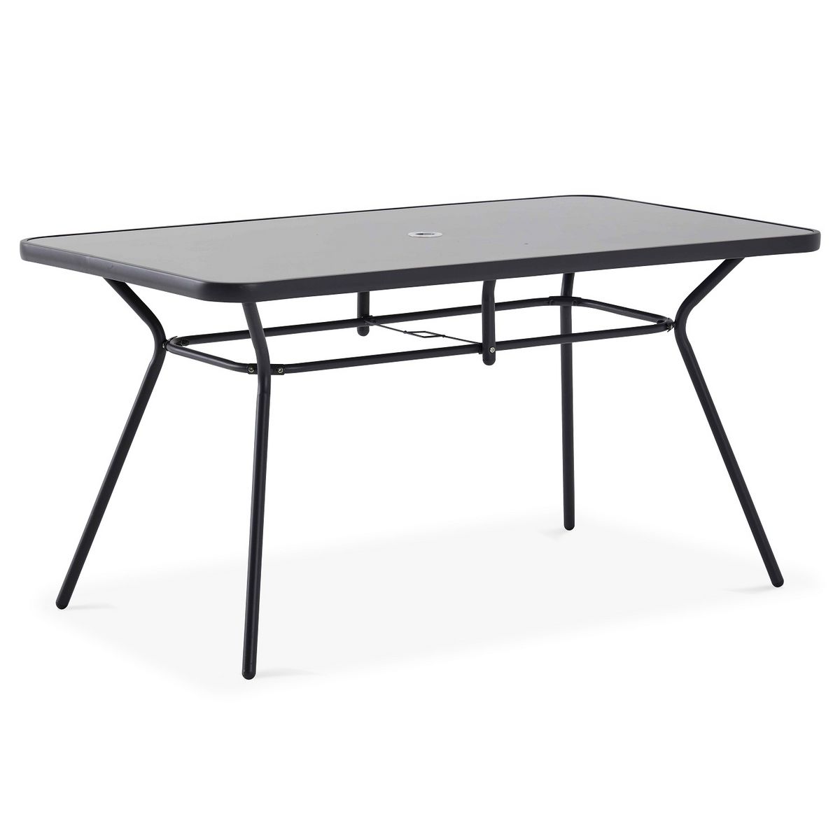 Oviala Salon  de jardin avec parasol - 6 places - Résine et verre - BORMES