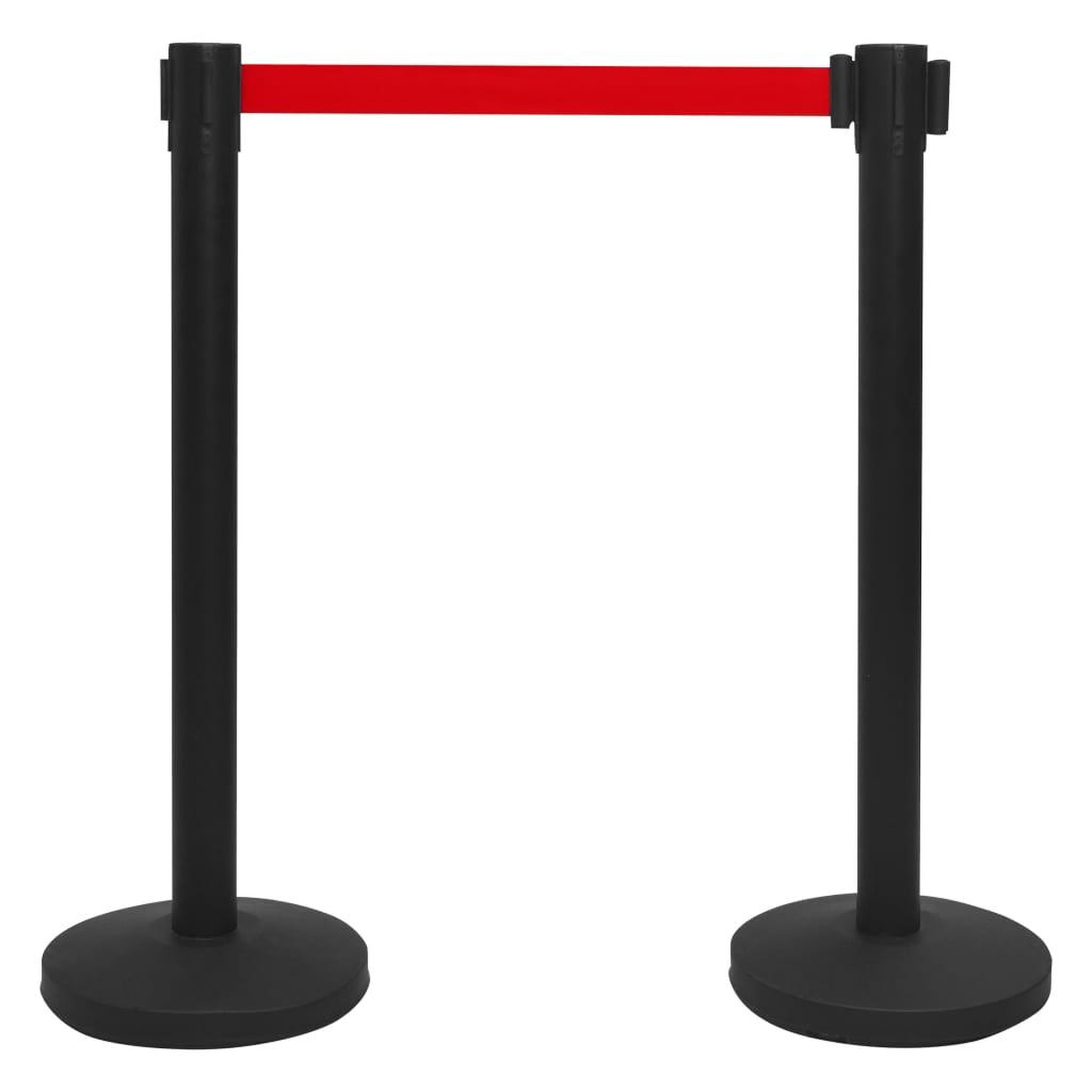 Voir la diapositive 3 : VIDAXL Colonnes avec bandes 4 pcs Barriere d'aeroport Fer Noir