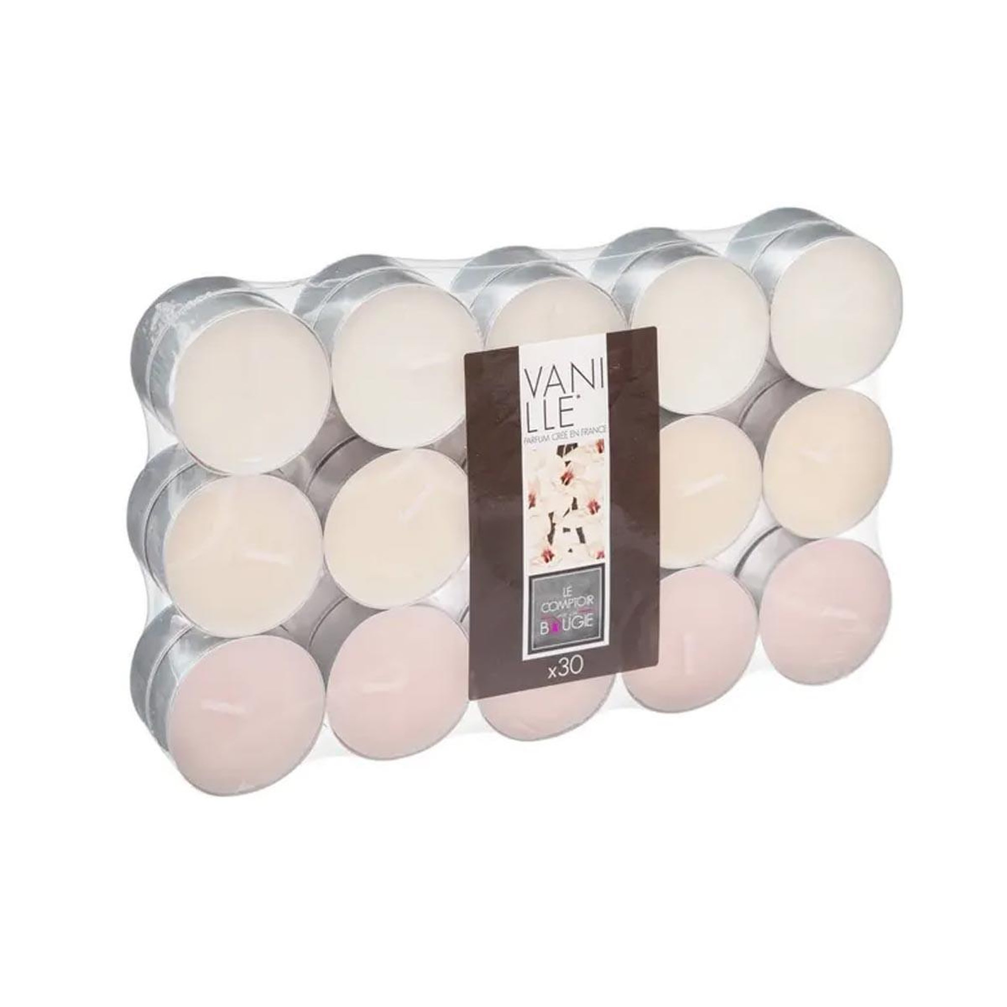COMPTOIR DE LA BOUGIE Lot de 30 bougies parfumées  nina  3,7cm vanille