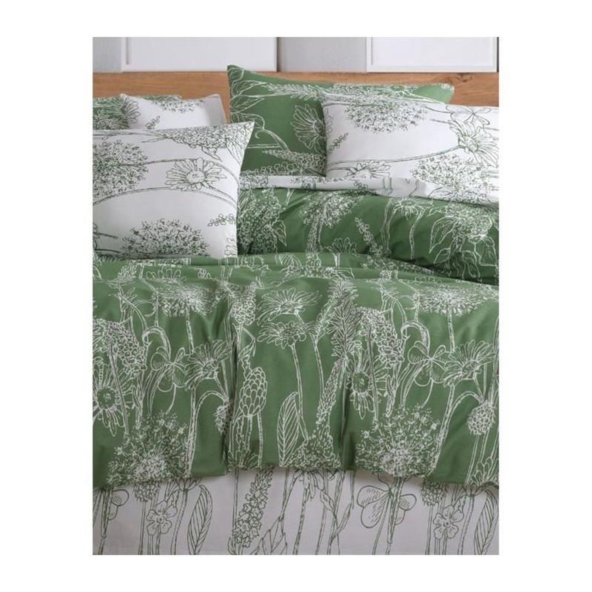 Voir la diapositive 4 : GENERIQUE Parure de lit - 1 housse de couette 220 x 240 cm + 2 taies d'oreiller 60 x 60 cm - 100% coton renforcé - Vert