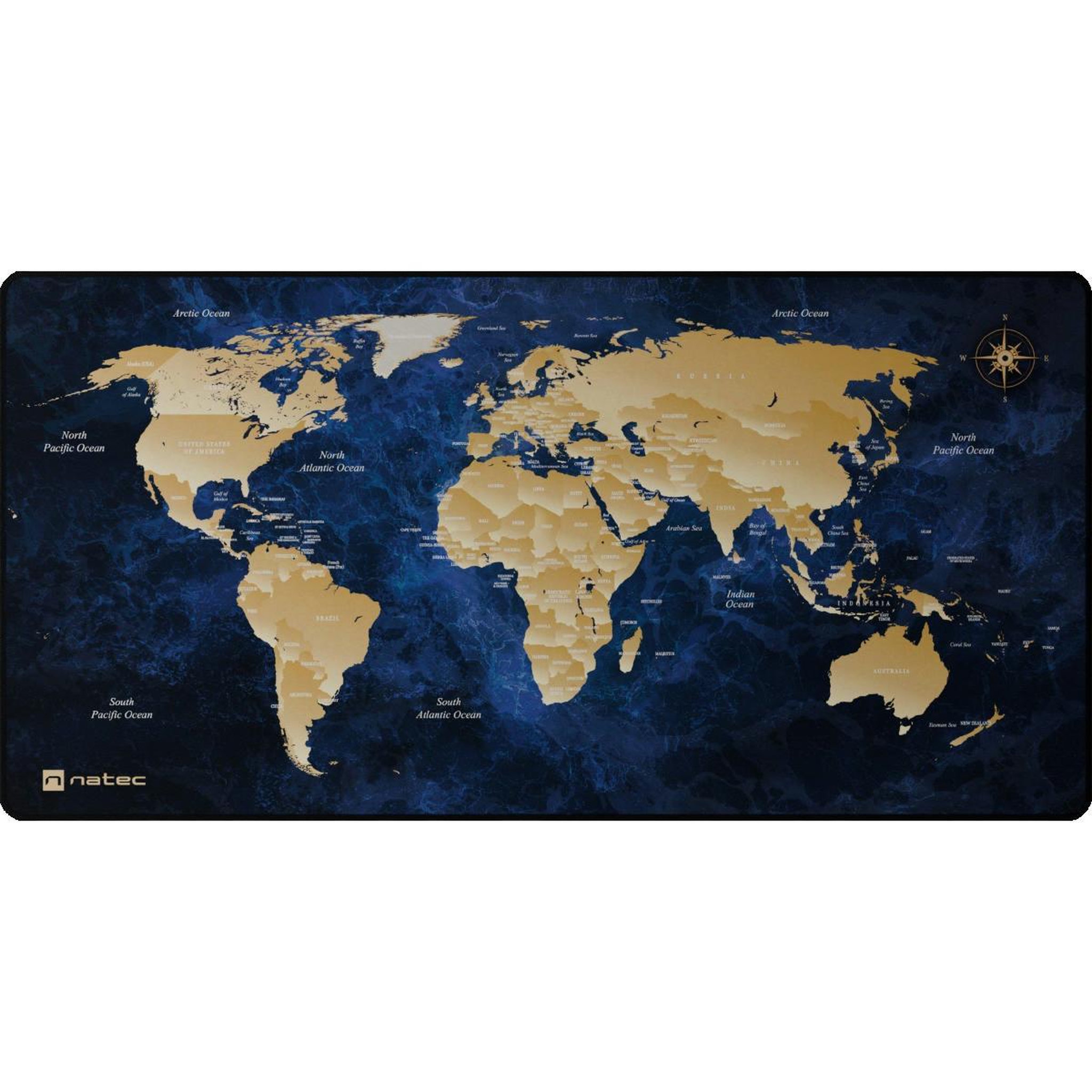 Voir la diapositive 2 : NATEC Tapis de souris Natec World Deep Blue surface antidérapante
