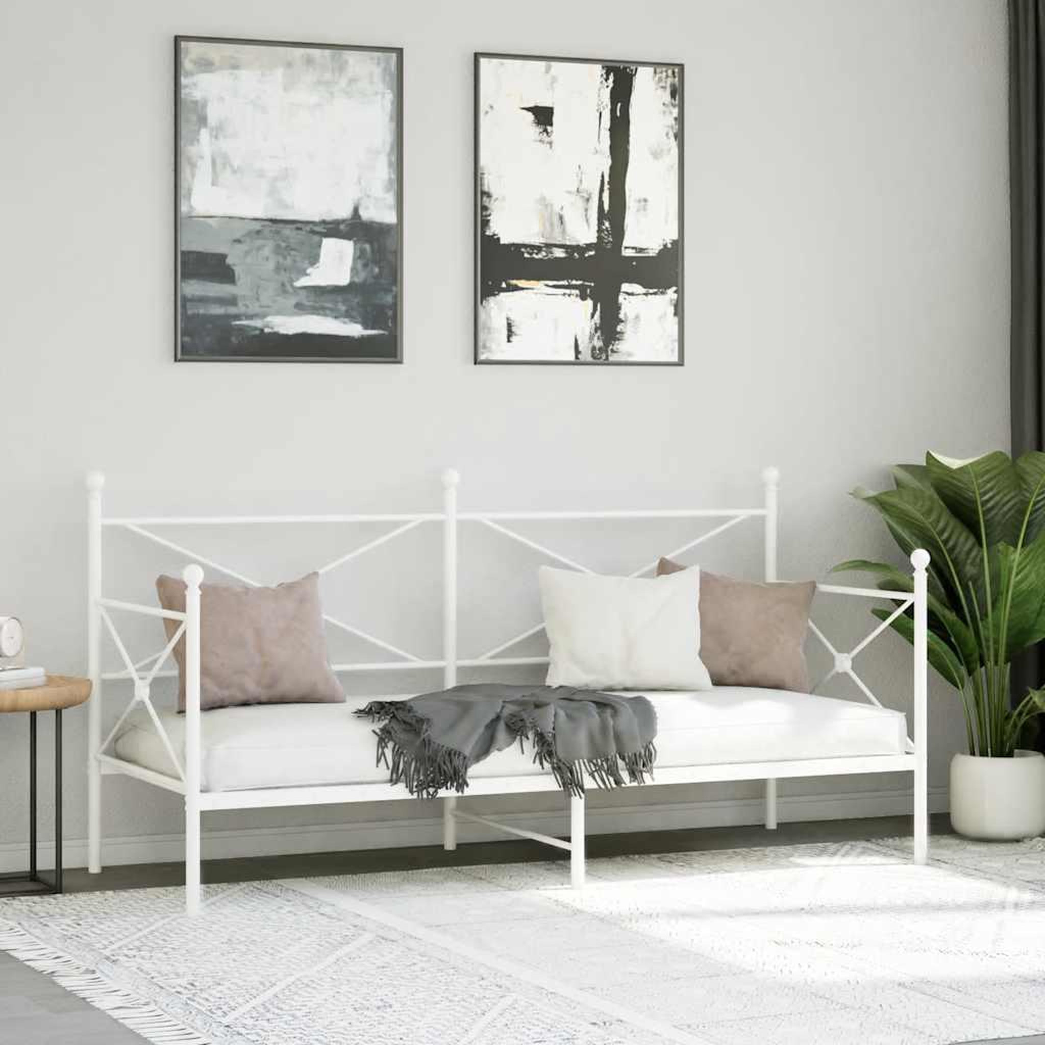 Voir la diapositive 3 : VIDAXL Lit de repos sans matelas blanc 90x200 cm acier