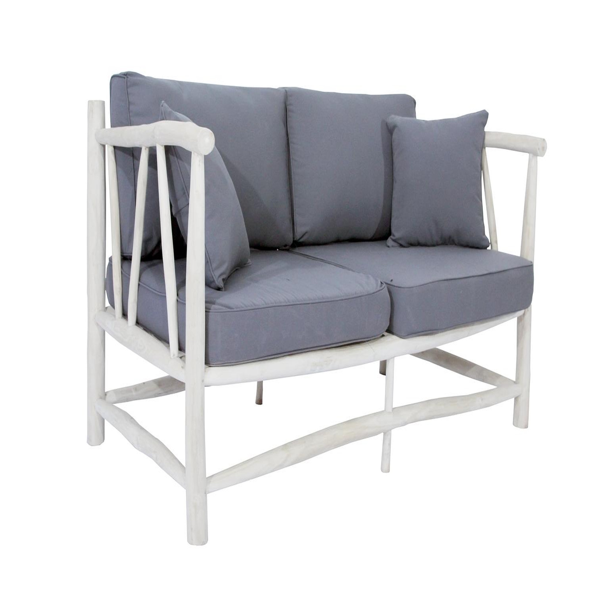 Voir la diapositive 2 : CONCEPT USINE Fauteuil 2 personnes en teck avec coussin gris moa