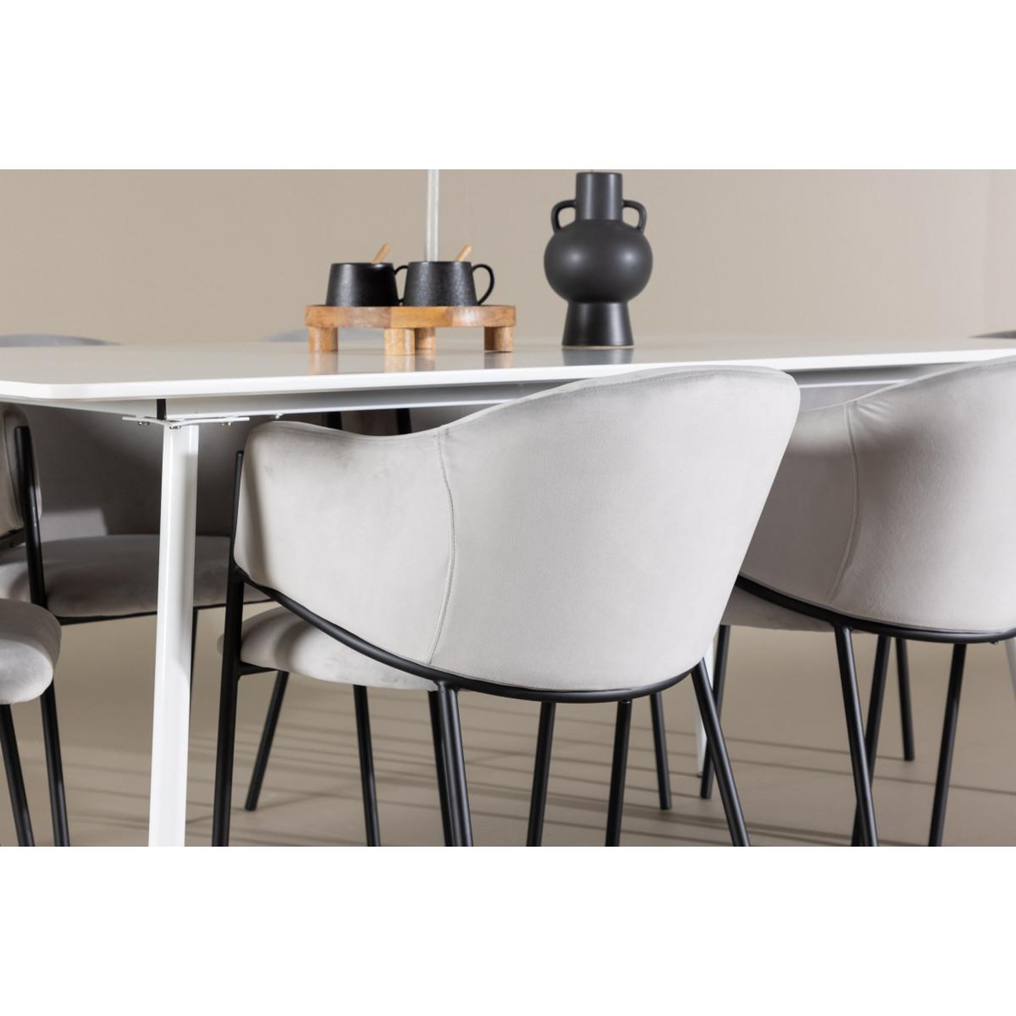 Voir la diapositive 5 : Paris Prix Ensemble table à manger & 6 chaises  evelina & silar  180cm blanc & gris