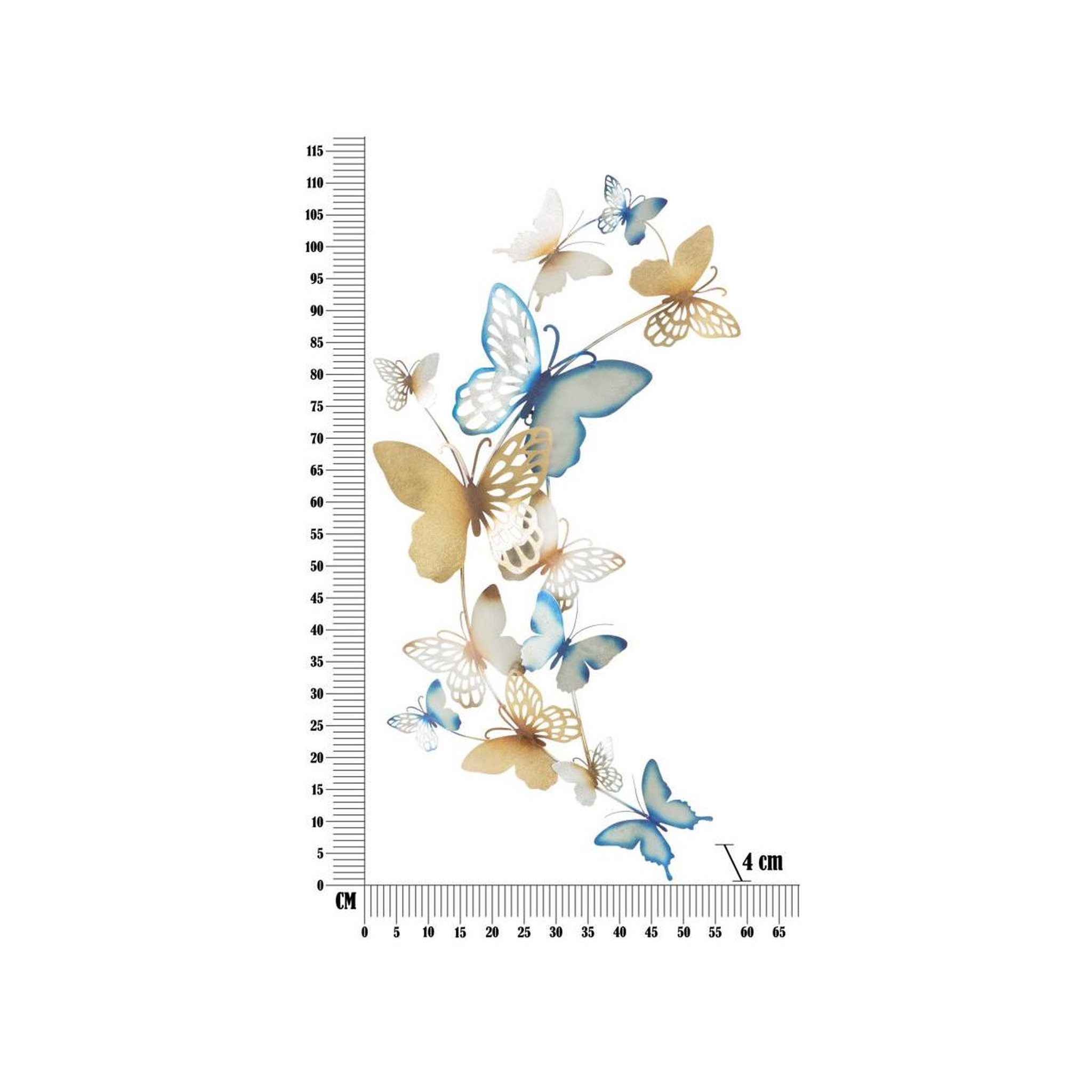 Voir la diapositive 6 : Paris Prix Décoration murale en métal  butterflies  115cm bleu & or