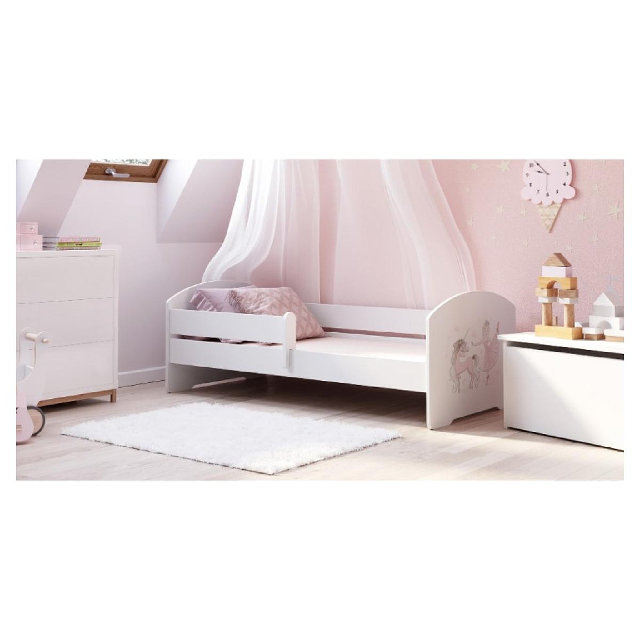 Voir la diapositive 2 : KOBI Lit enfant LUK BAR 140x70 FILLE avec matelas