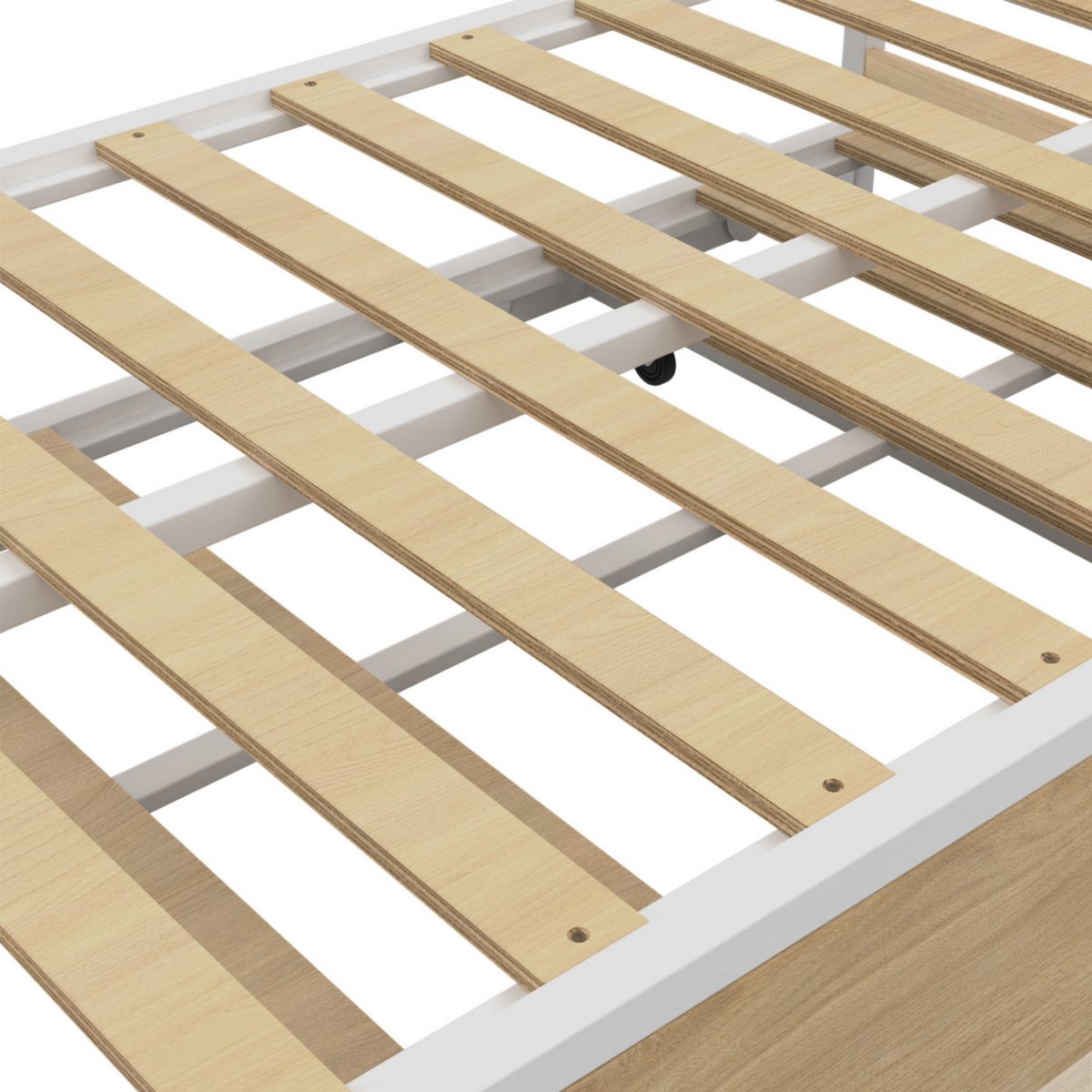 ID MARKET Lit banquette 90 x 190 cm DETROIT convertible 180 x 190 cm hêtre et blanc style industriel