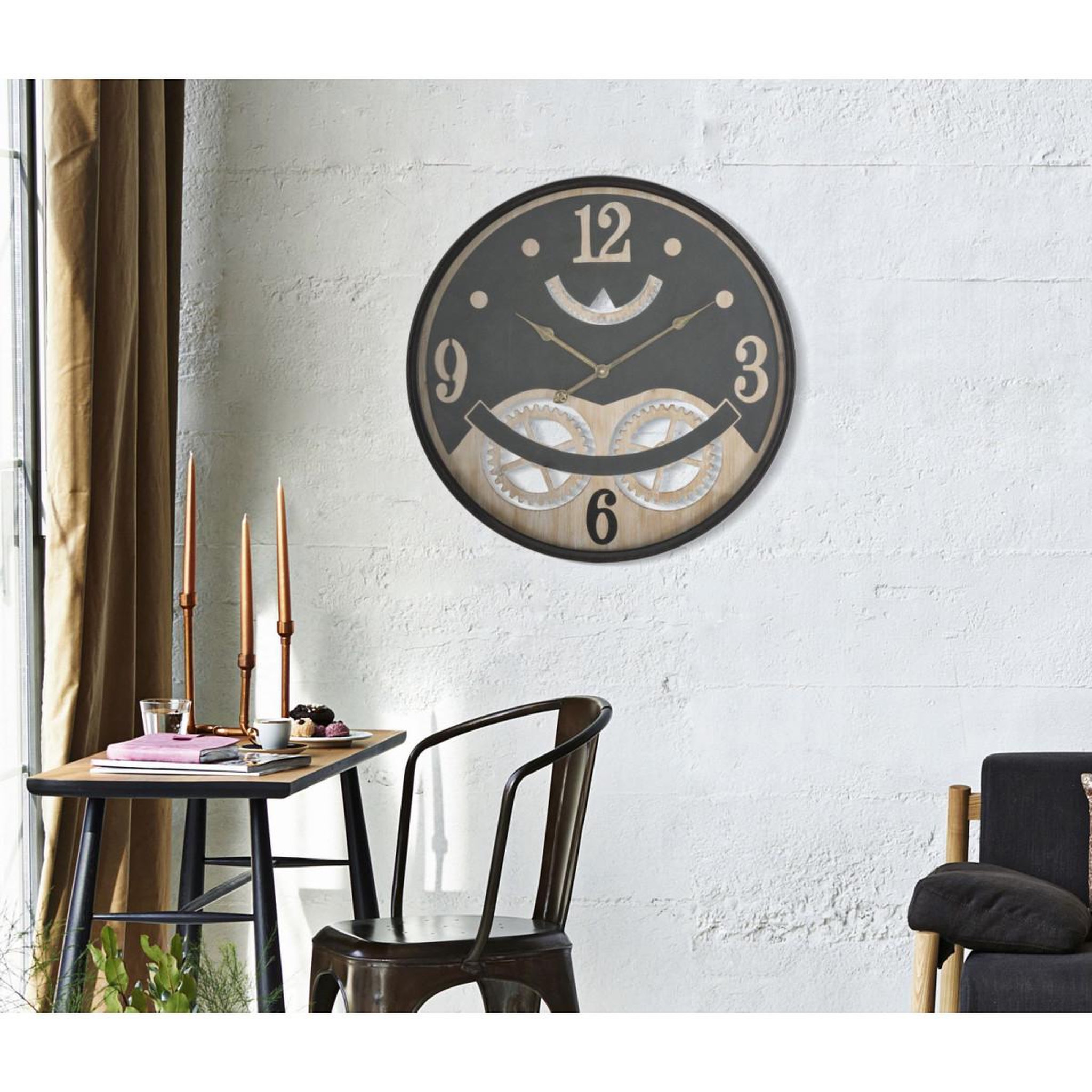 Voir la diapositive 5 : Paris Prix Horloge murale en verre  xxx  67cm noir & marron