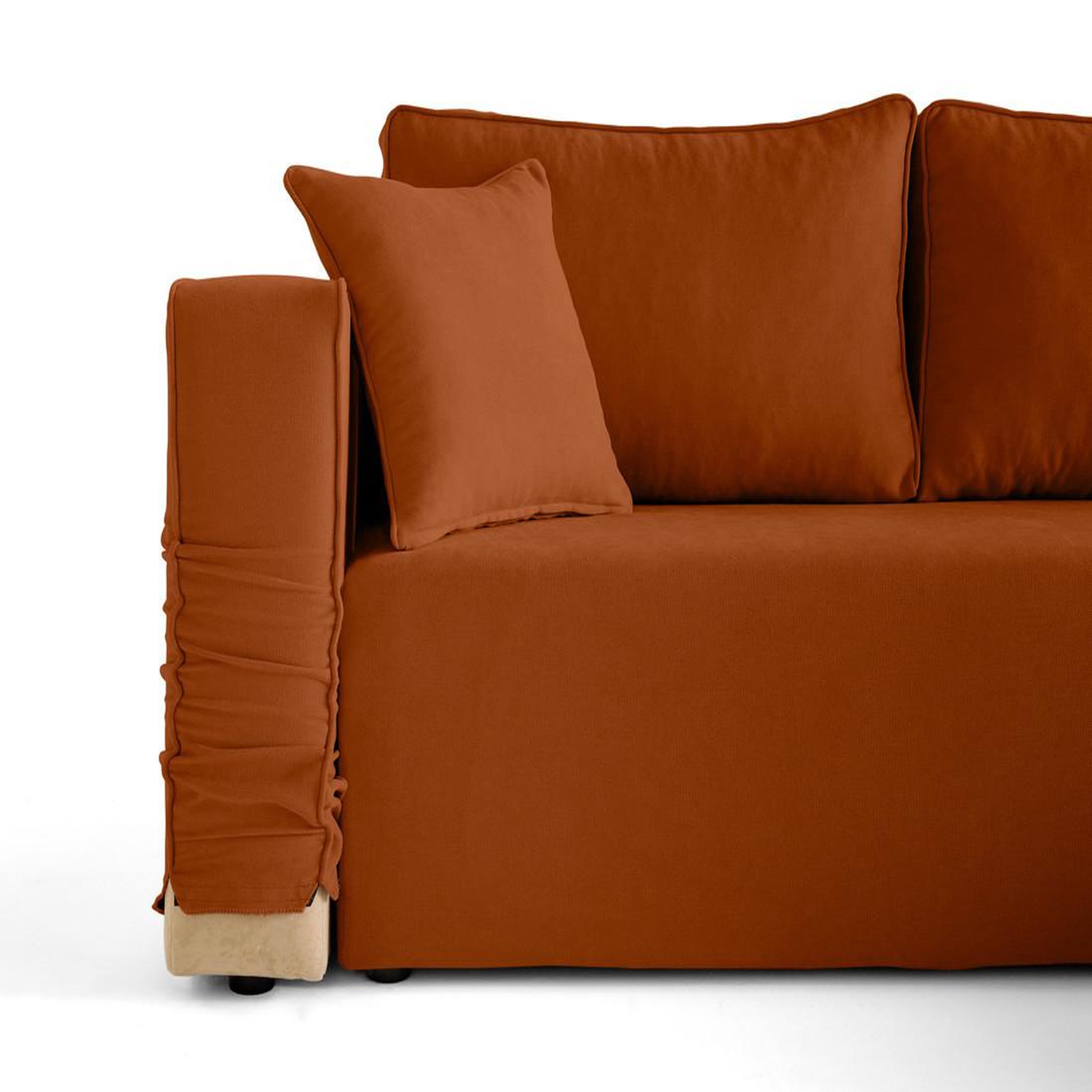 Voir la diapositive 2 : BEST MOBILIER Topaze - canapé d'angle déhoussable réversible 4 places en tissu