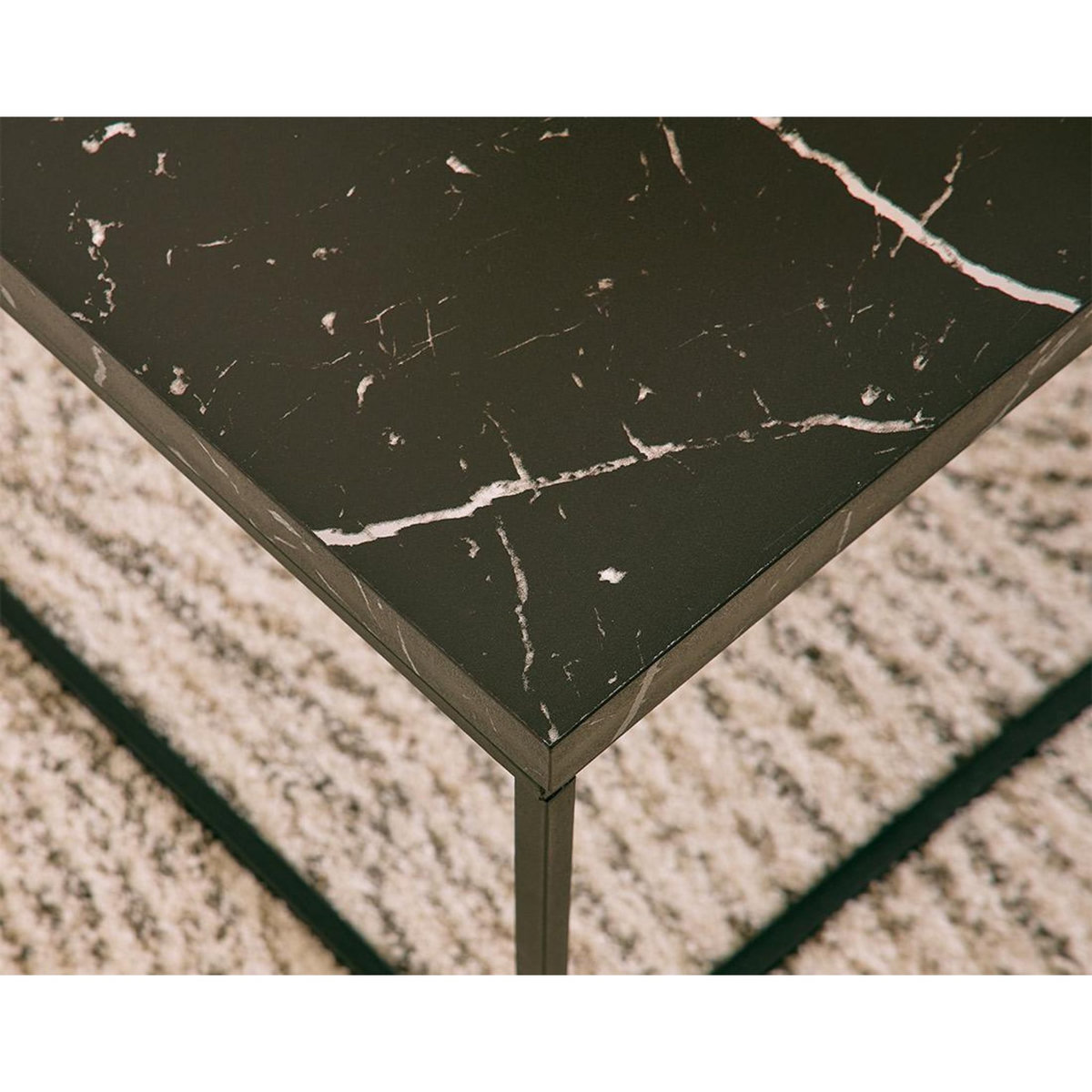 LISA DESIGN Alamosa - table basse - effet marbre noir - 60 cm