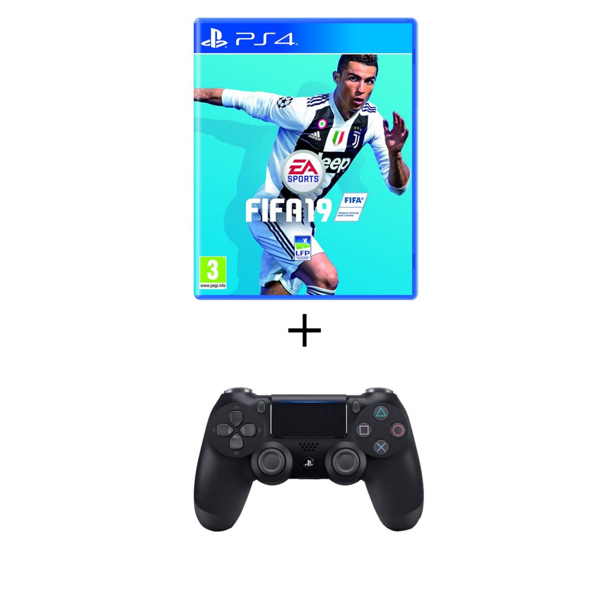 FIFA 19 PS4 + Manette PS4 Dualshock V2 Noire