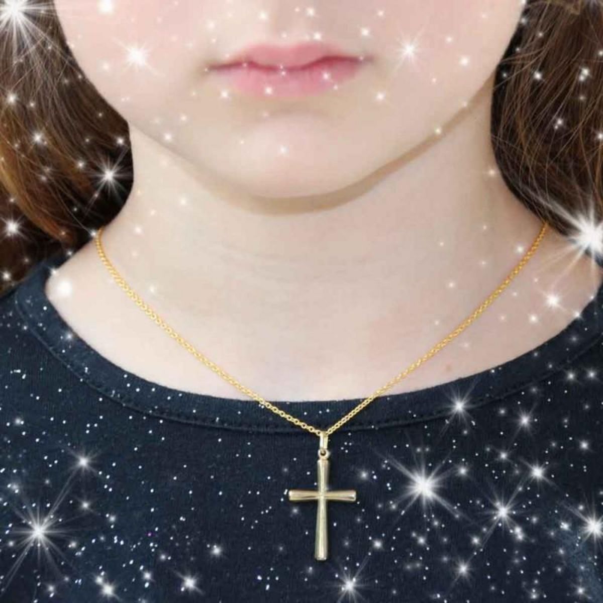 L'ATELIER D'AZUR Collier - Médaille Croix Or Jaune - Chaine Dorée Offerte