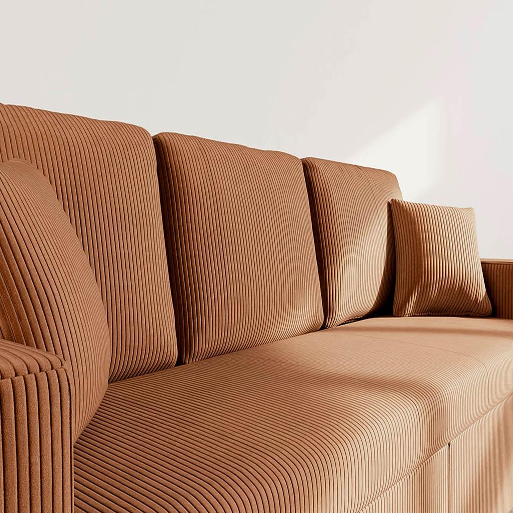 Voir la diapositive 5 : BEST MOBILIER Cyrus - canapé droit 3 places convertible en velours côtelé
