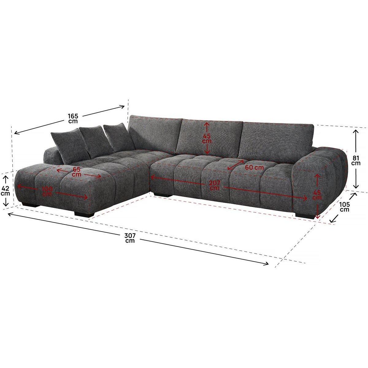 Habitat et Jardin Canapé d'angle  Monceau  - 3 places - Gris