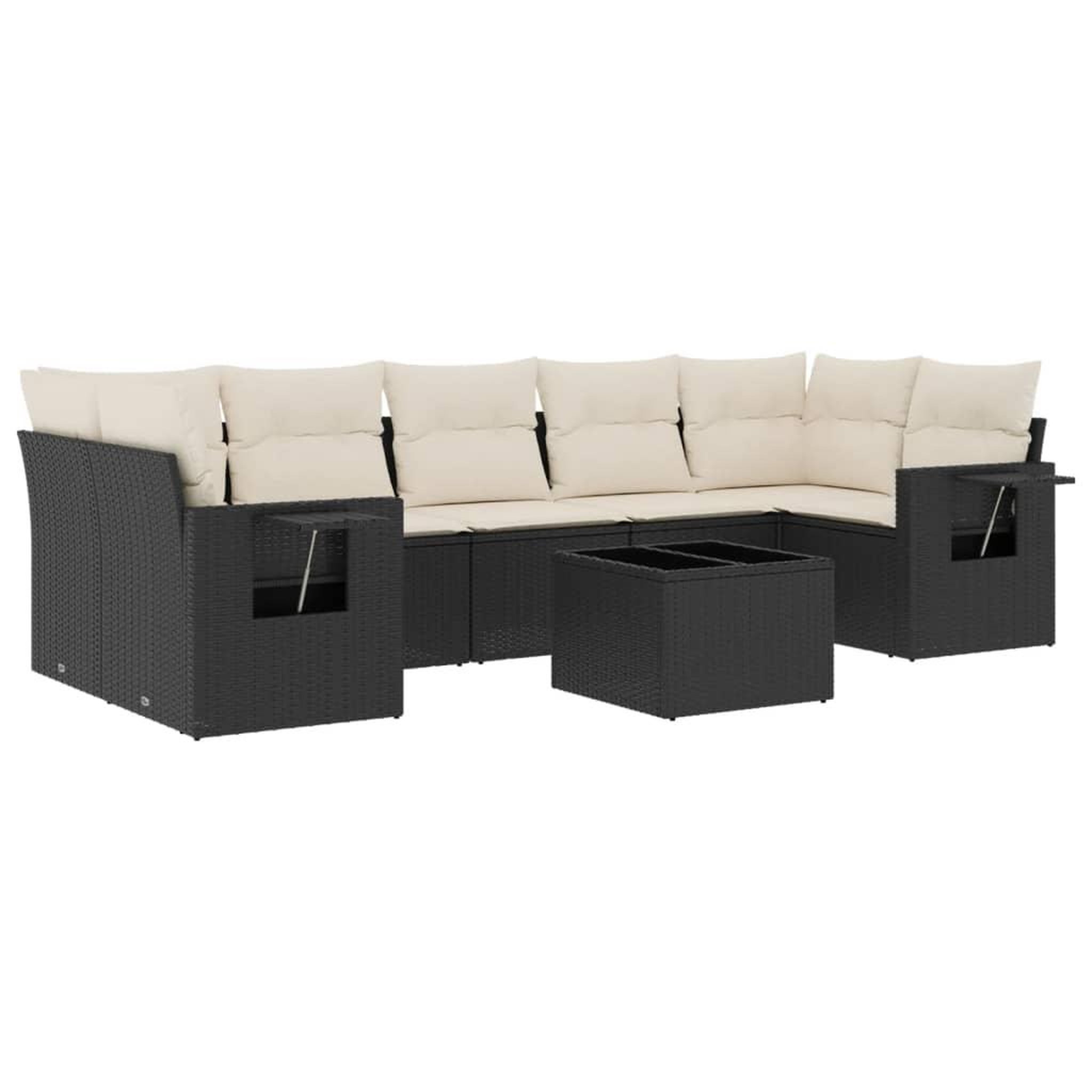 Voir la diapositive 2 : VIDAXL Salon de jardin 8 pcs avec coussins noir resine tressee
