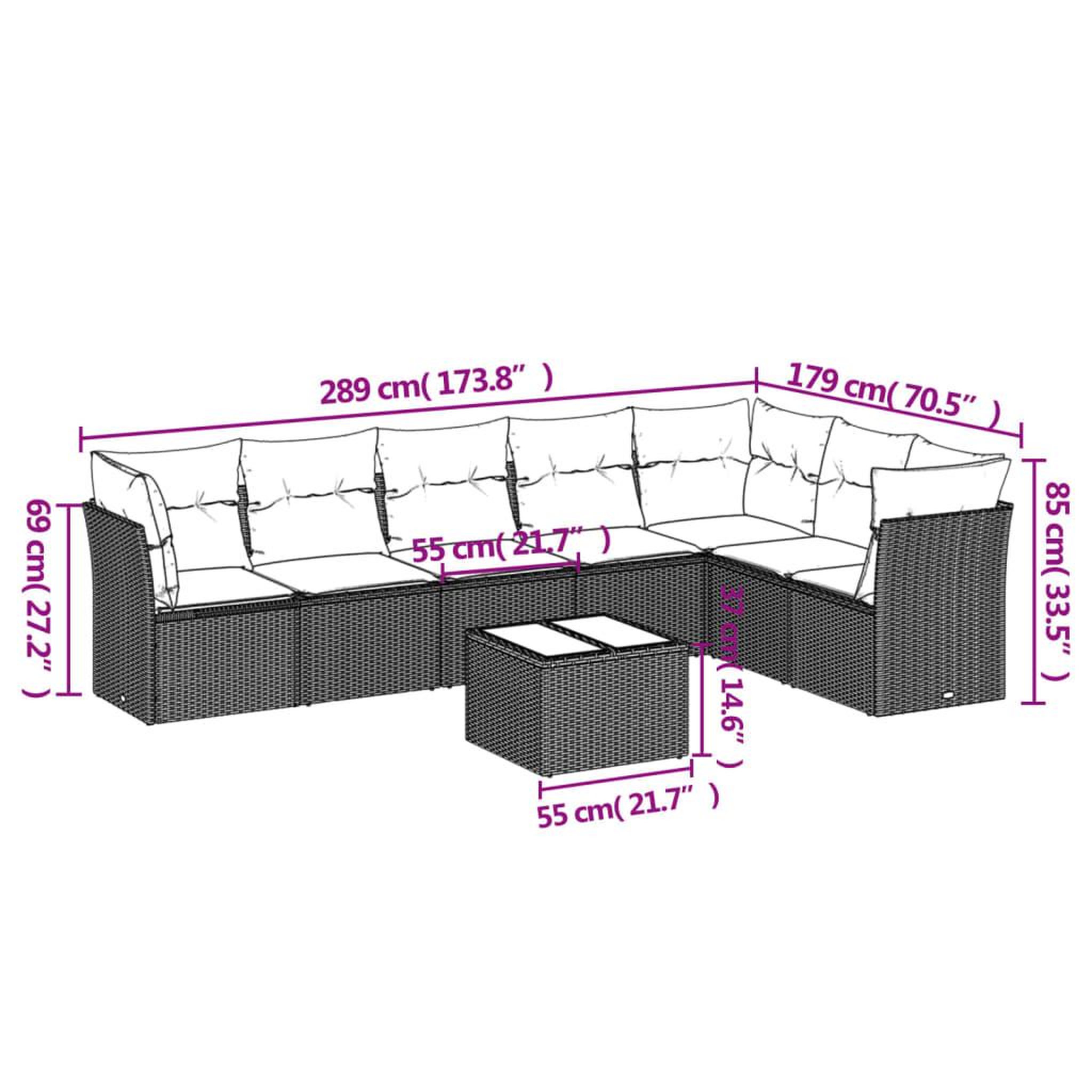Voir la diapositive 3 : VIDAXL Salon de jardin 8 pcs avec coussins noir resine tressee