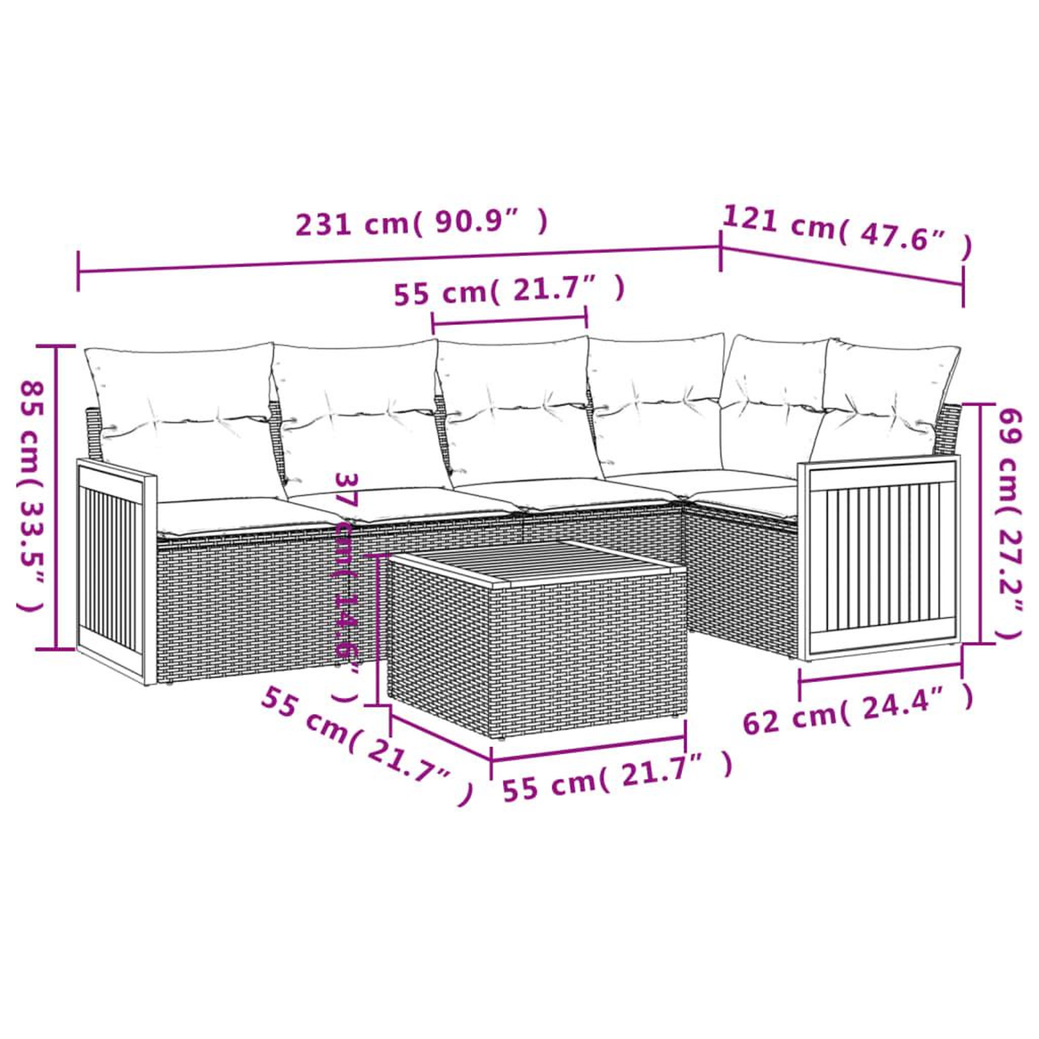 Voir la diapositive 6 : VIDAXL Salon de jardin 6 pcs avec coussins noir resine tressee