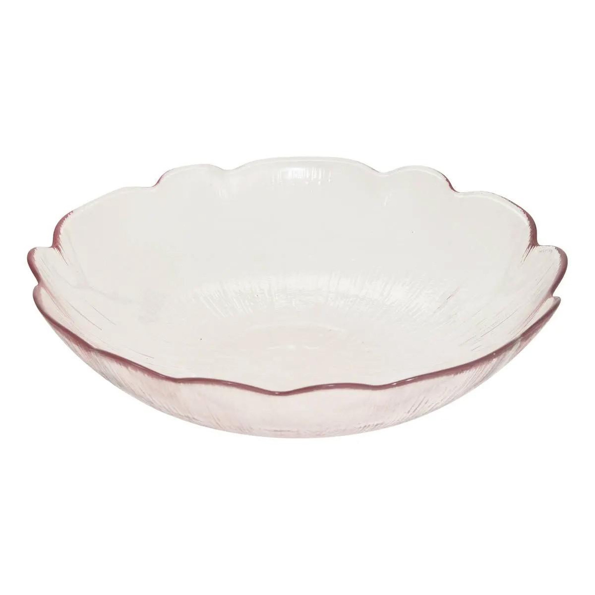 SECRET DE GOURMET Saladier design en verre  fleur  26cm rose