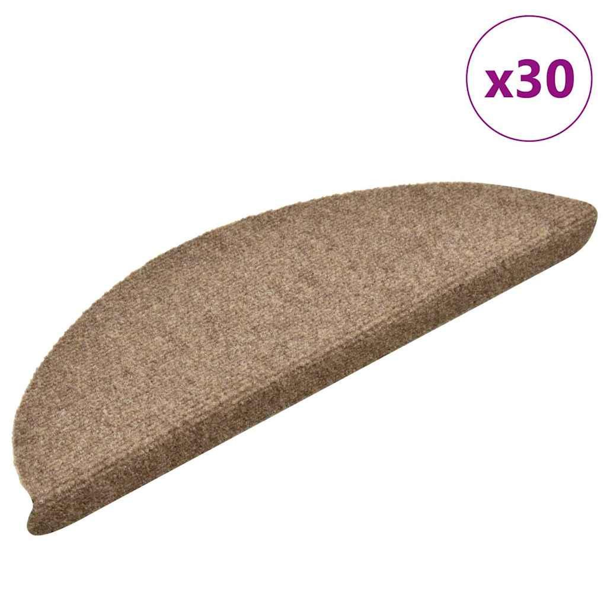 VIDAXL Tapis d'escalier auto-adhesifs 30 pcs creme 56x17x3 cm