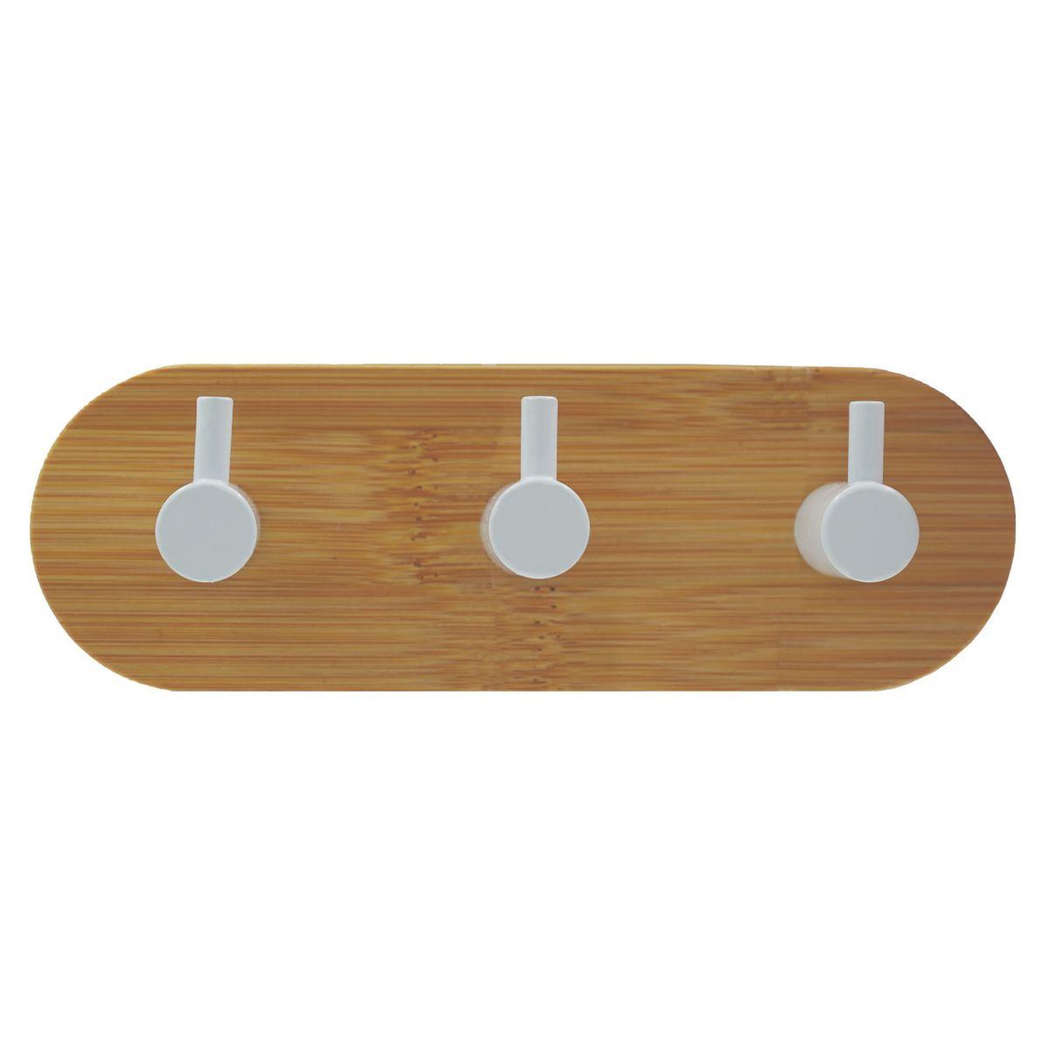 Douceur d'Intérieur Patère adhésive 3 crochets en bambou  fixeo  14cm naturel & blanc