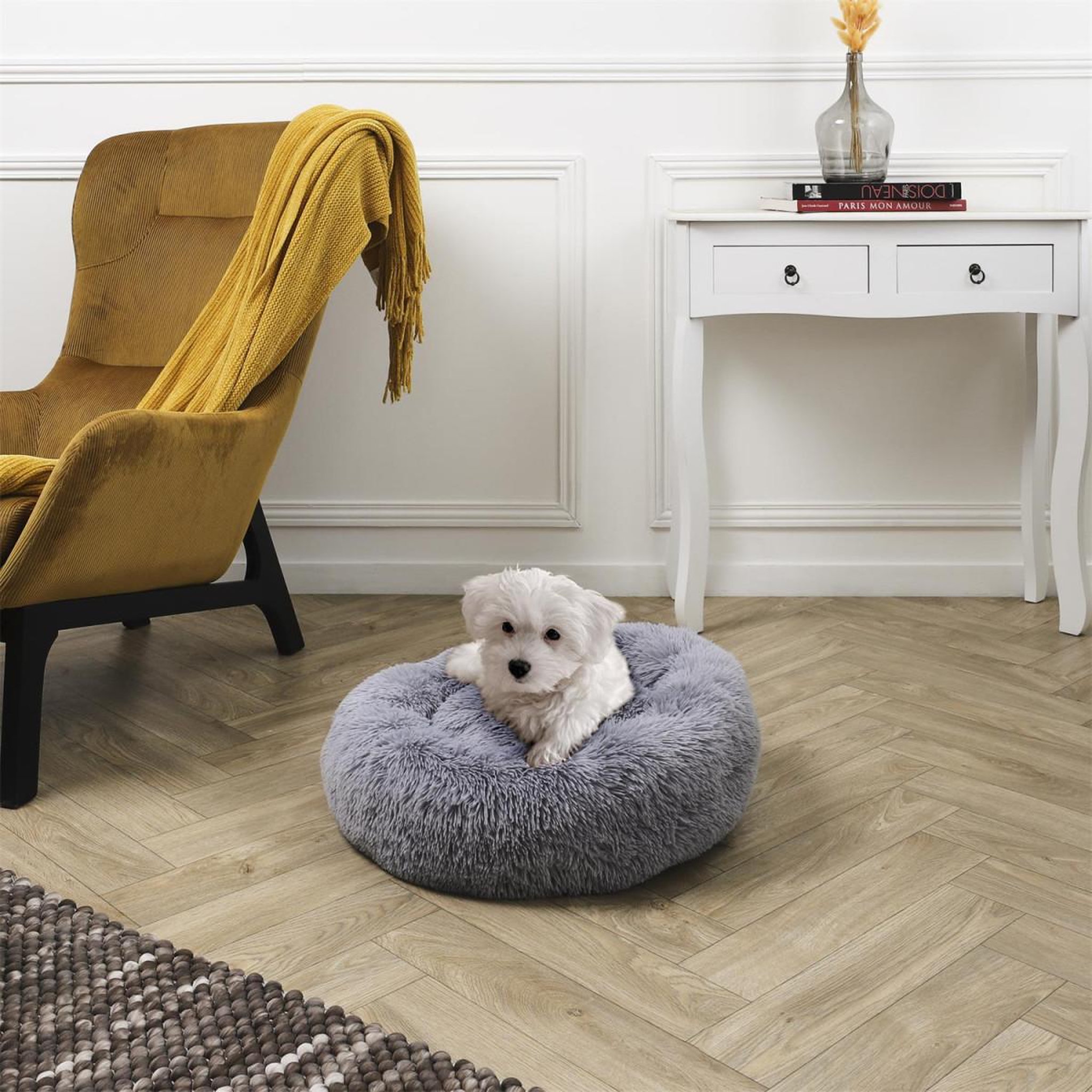 Voir la diapositive 3 : The concept Factory Panier rond chien & chat  apaisant  60cm gris