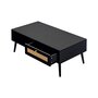 Voir la diapositive 5 : BEST MOBILIER Goto - table basse - noir et cannage - 1 tiroir et 1 niche - 110 cm