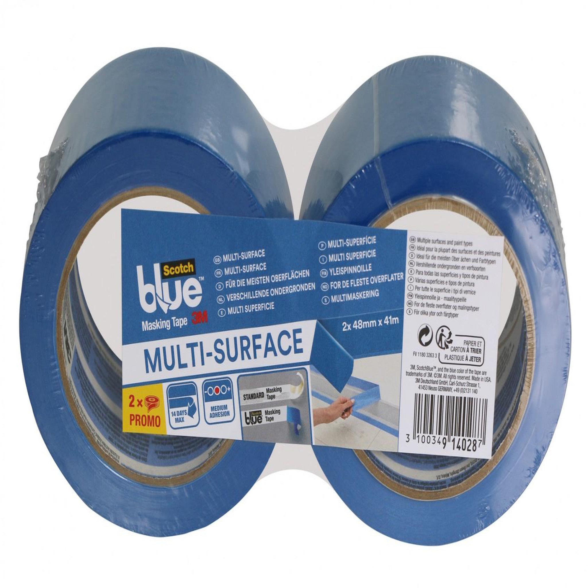 CENTRALE BRICO Lot de 2 rubans de masquage SCOTCH l.48 mm x L.41 m Multi-Surfaces