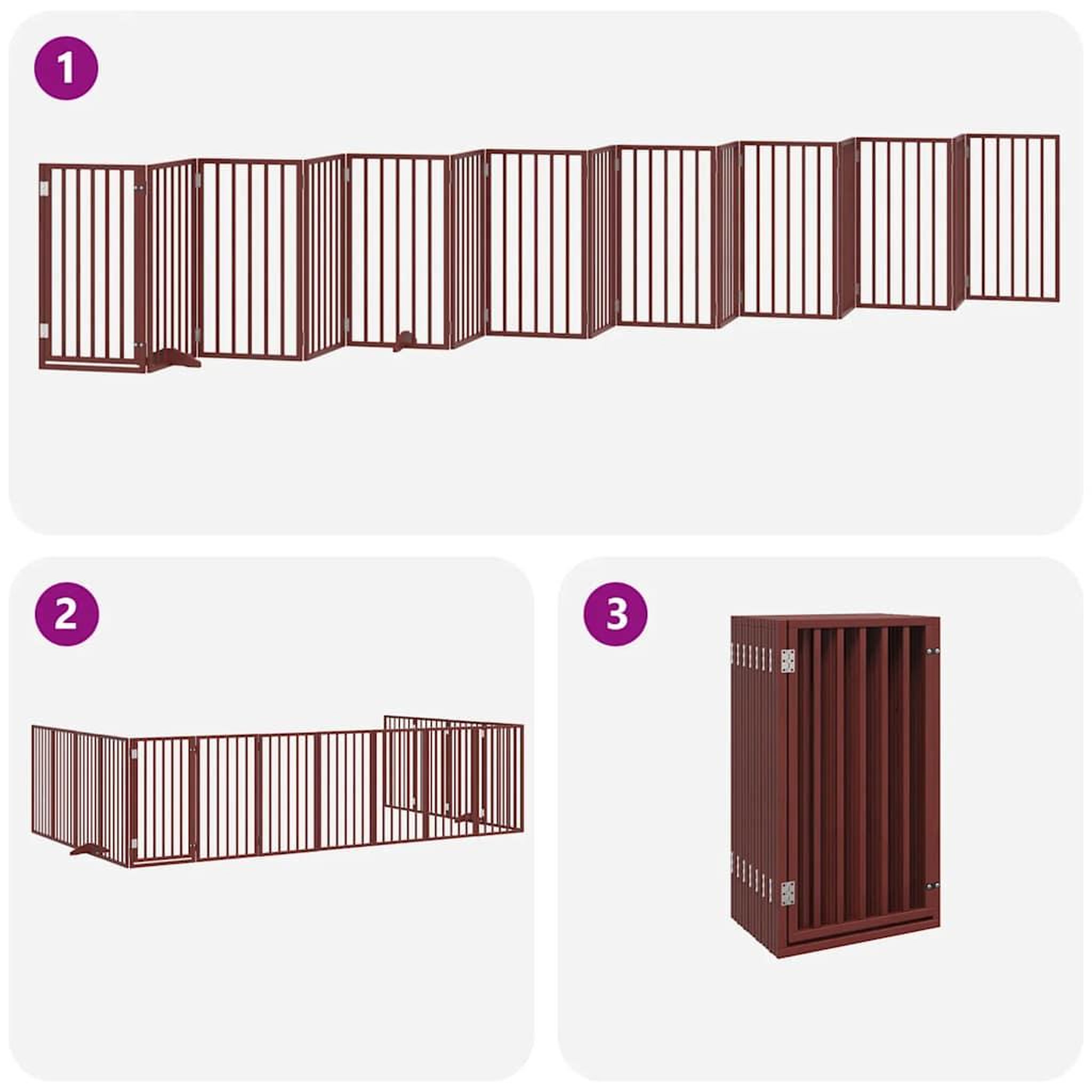 Voir la diapositive 5 : VIDAXL Barriere pour chien porte pliable 15 panneaux bois de peuplier
