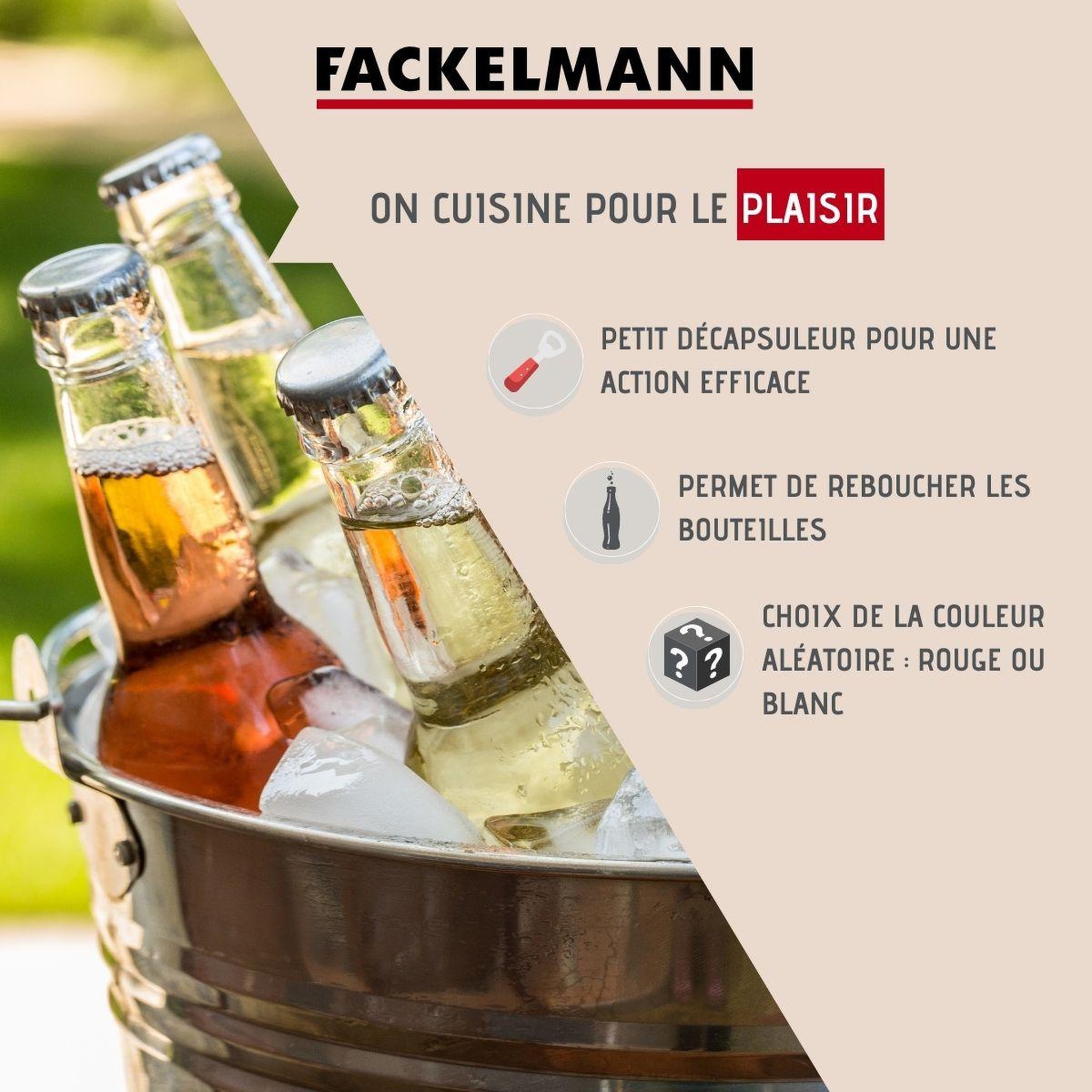Voir la diapositive 2 : Fackelmann Décapsuleur et rebouche bouteille 2 en 1 fackelmann basic