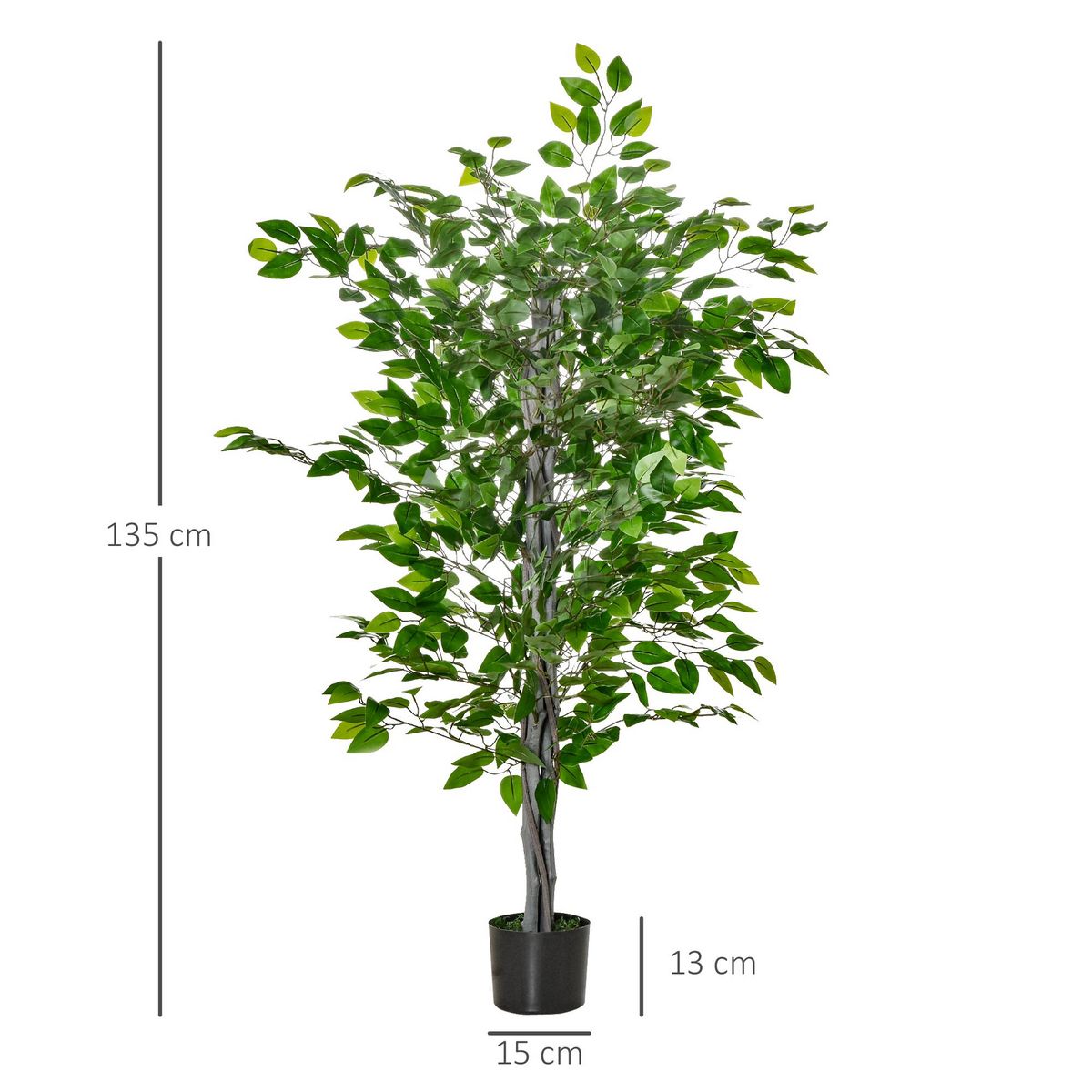 HOMCOM HOMCOM Arbre artificiel plante artificielle ficus H.1,35 m tronc branches liane lichen feuilles grand réalisme pot inclus