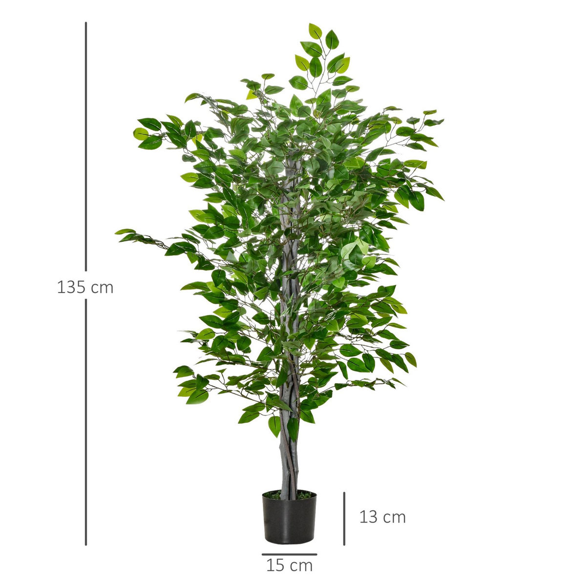 HOMCOM HOMCOM Arbre artificiel plante artificielle ficus H.1,35 m tronc branches liane lichen feuilles grand réalisme pot inclus