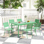 Voir la diapositive 2 : OUTSUNNY Salon de jardin - ensemble déjeuner 6 places 7 pièces - table et 6 chaises empilables - acier thermolaqué vert