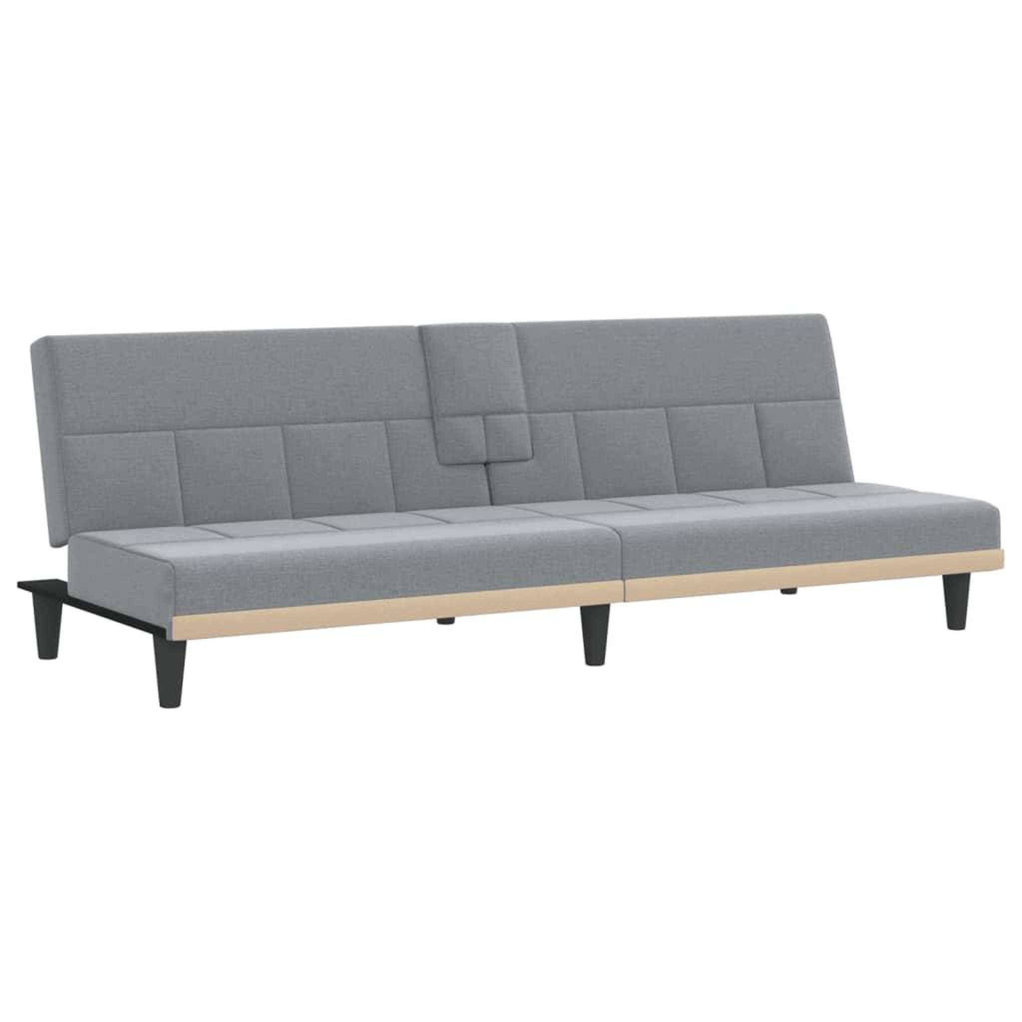 Voir la diapositive 2 : VIDAXL Canape-lit avec porte-gobelets gris clair tissu