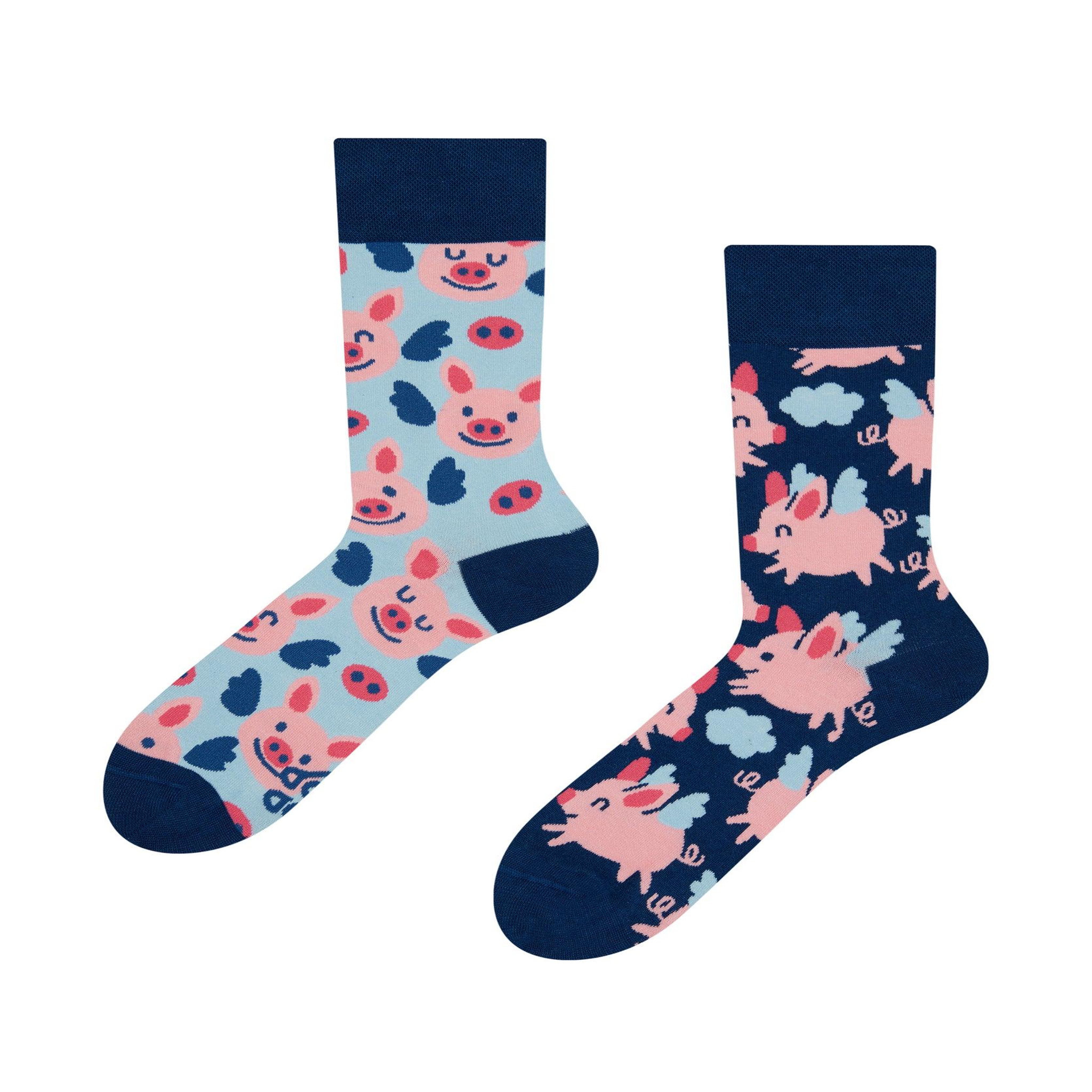 DEDOLES Chaussettes cochons ailés. Coloris disponibles : Multicolore
