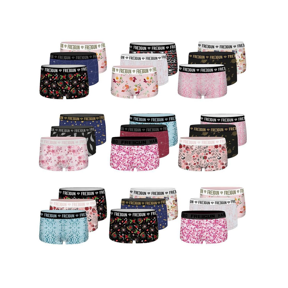 FREEGUN Pack Surprise de 3 Shortys microfibre fille
