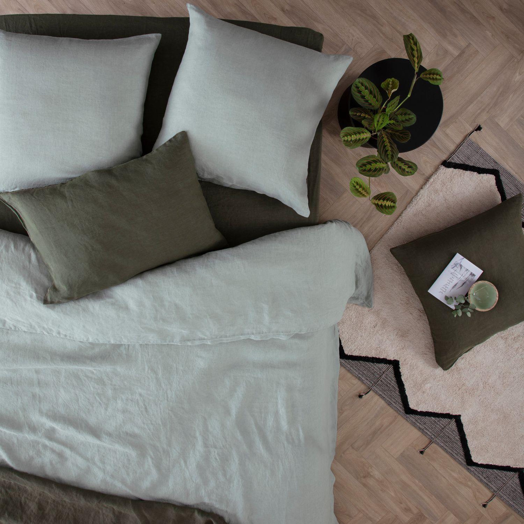 Voir la diapositive 2 : ATMOSPHERA Drap housse bonnet 30 cm 100% lin tropiques