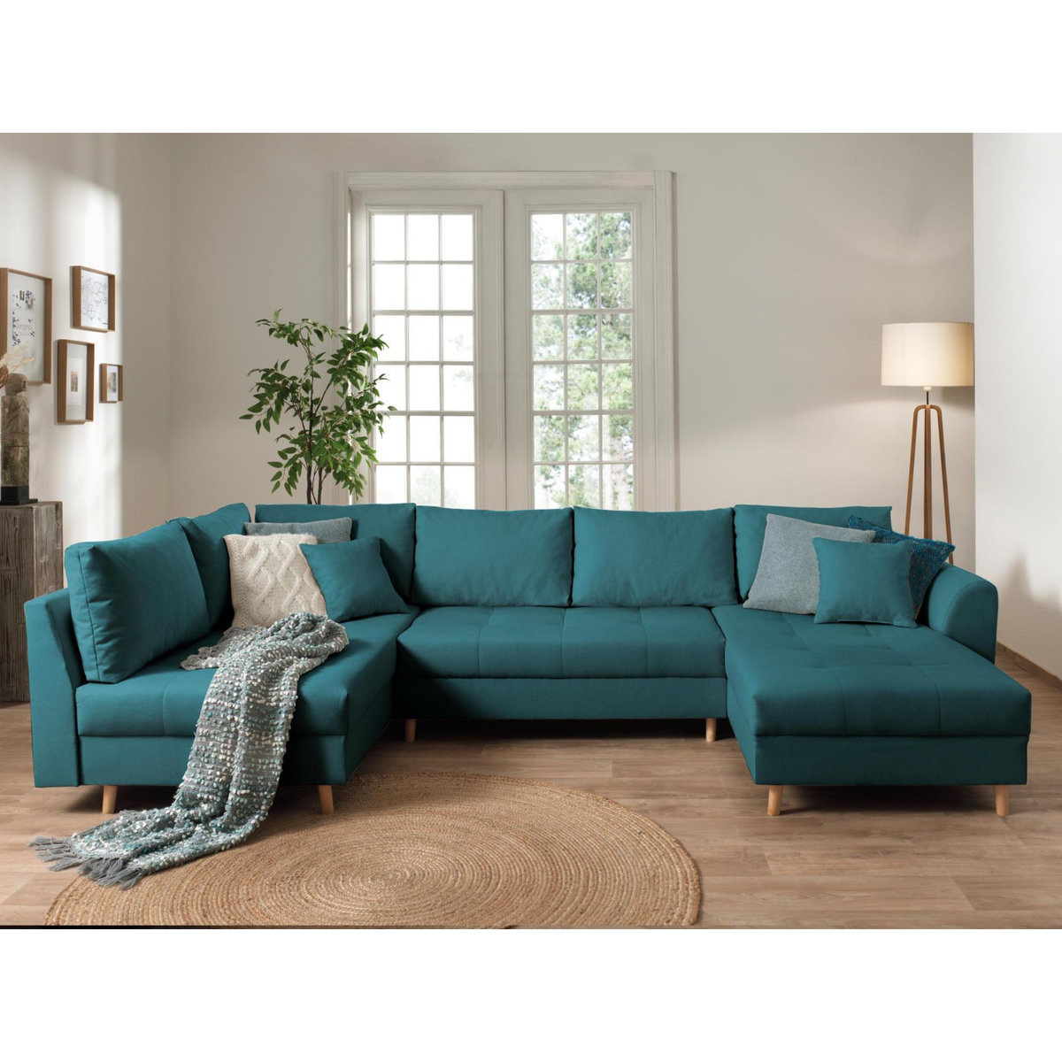 LISA DESIGN Rune - canapé panoramique avec pouf d'appoint - 7 places - style scandinave - gauche